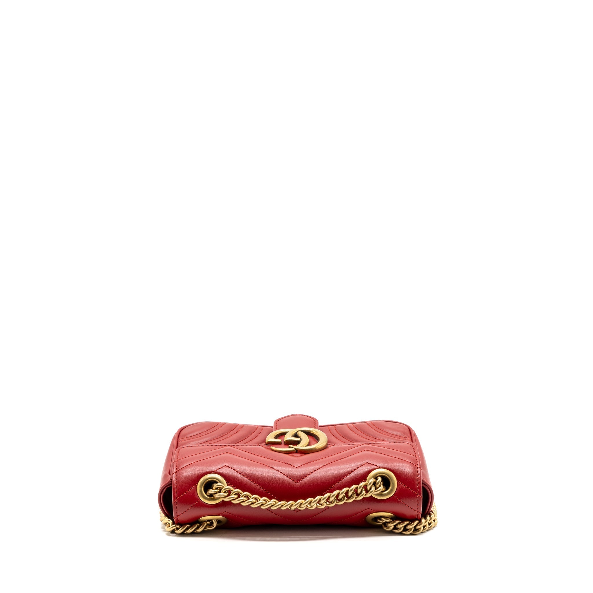 GUCCI SMALL GG MARMONT SHOULDER BAG CALFSKIN RED GHW