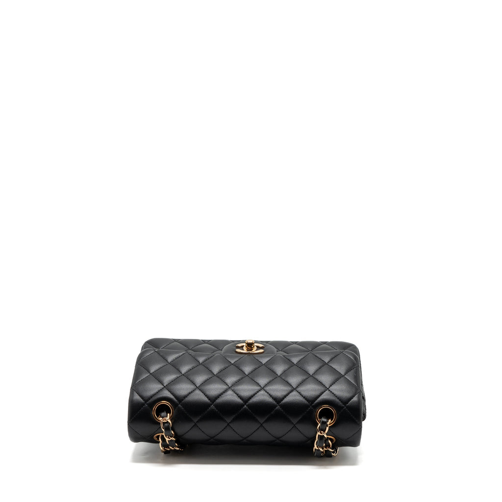 CHANEL SMALL CLASSIC DOUBLE FLAP BAG LAMBSKIN BLACK RGHW(MICROCHIP)