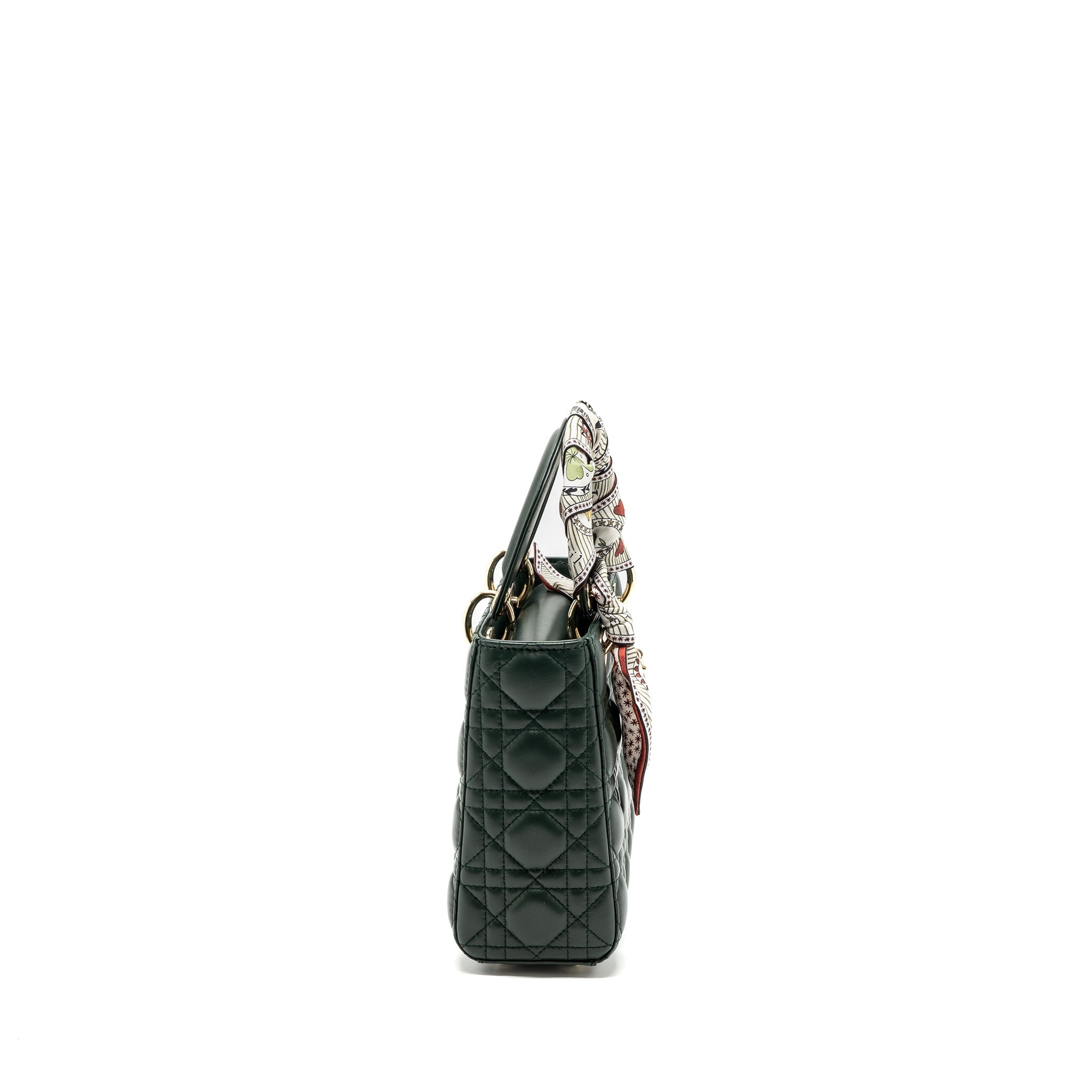 DIOR SMALL LADY DIOR MY ABC DIOR BAG LAMBSKIN DARK GREEN LGHW