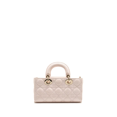 DIOR SMALL LADY D-JOY BAG CANNAGE LAMBSKIN POWDER PINK LGHW