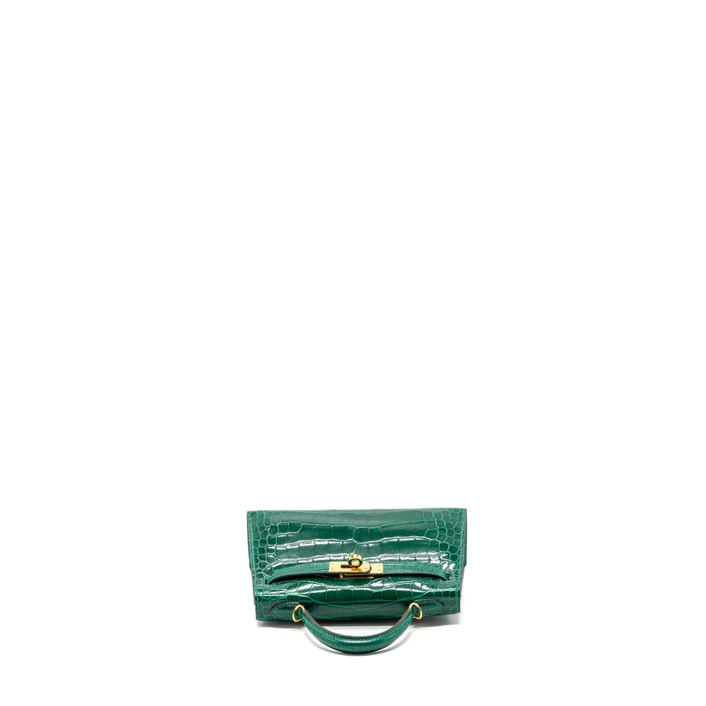 HERMES MINI KELLY II ALLIGATOR MISSISSIPPIENSIS LISSE 6Q VERT EMERAUDE GHW
