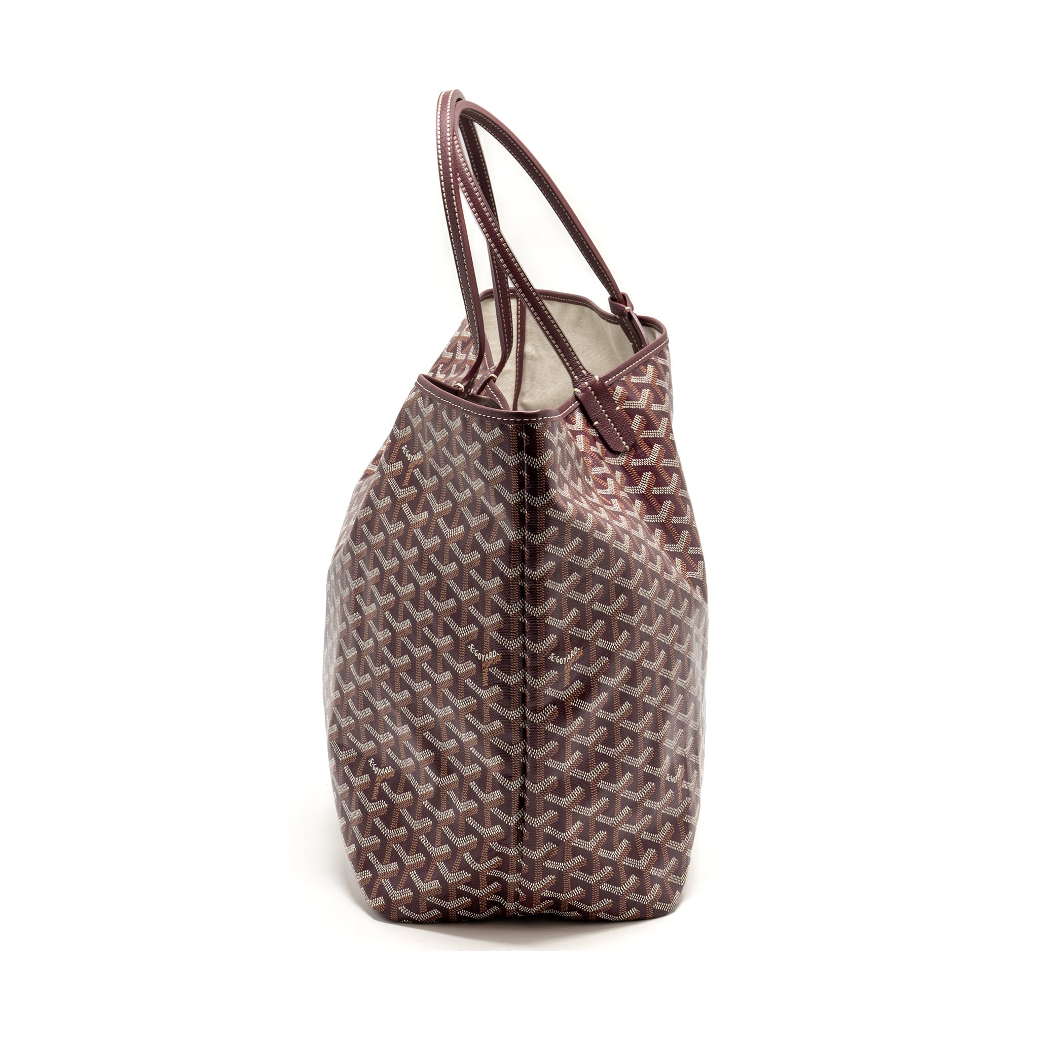 GOYARD SAINT LOUIS GM TOTE BAG GOYARDINE CANVAS/CALFSKIN BURGUNDY SHW