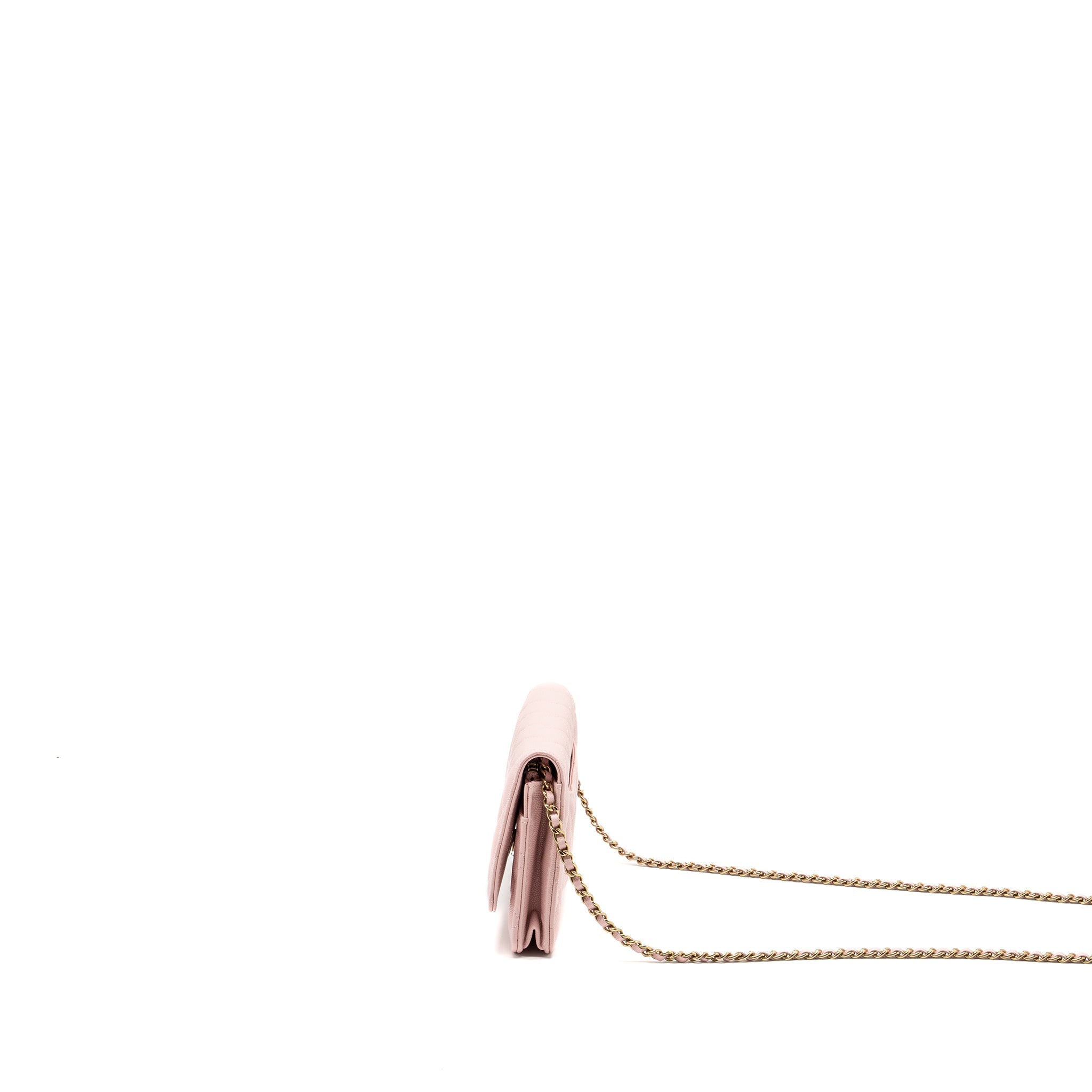 CHANEL CLASSIC WALLET ON CHAIN CAVIAR LIGHT PINK LGHW(MICROCHIP)