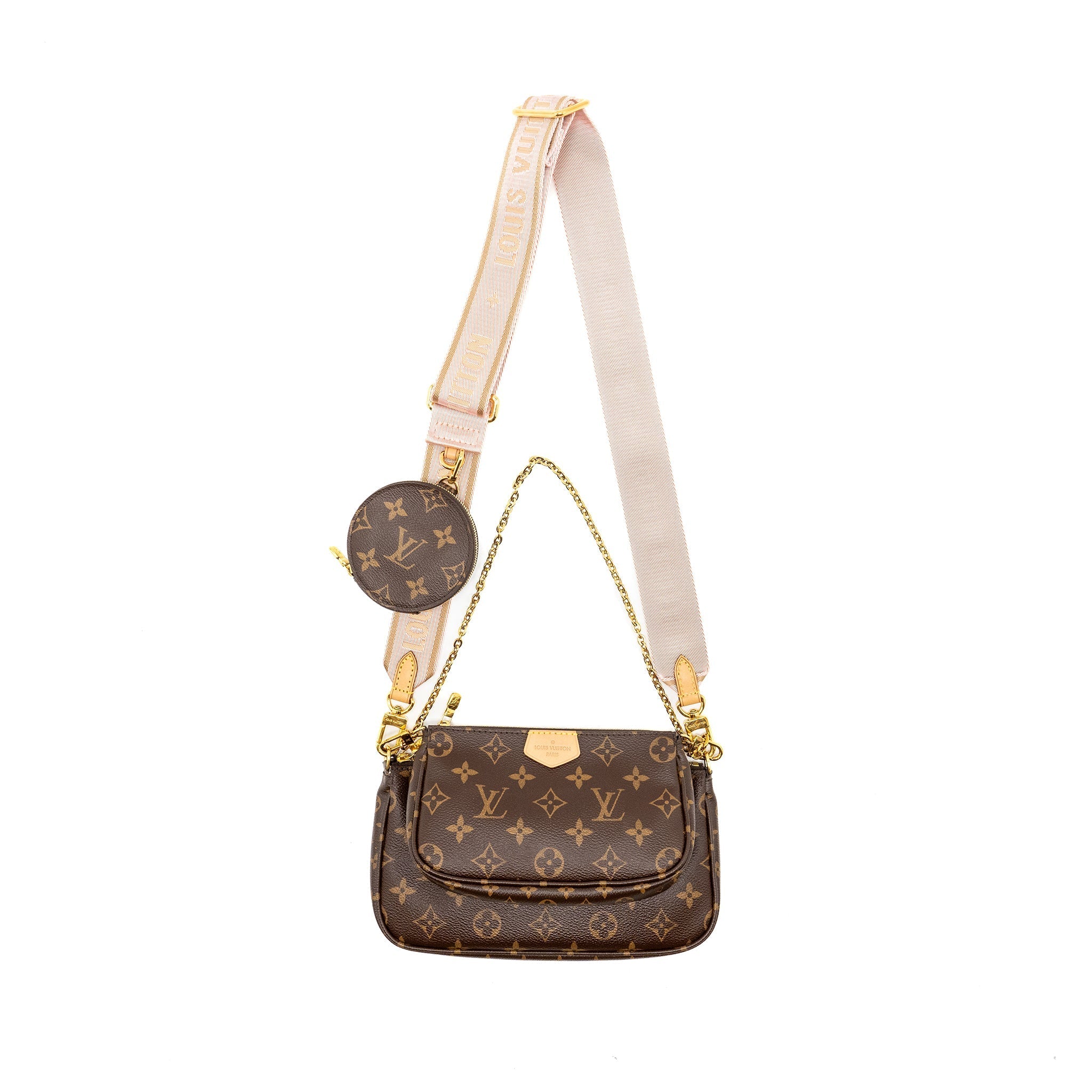 LOUIS VUITTON MULTI POCHETTE MONOGRAM CANVAS ROSE CLAIR GHW