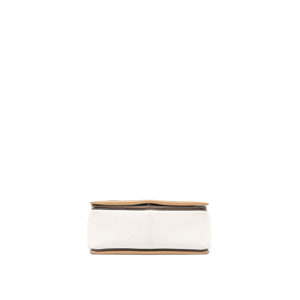 CELINE FRAME BAG CALFSKIN CREAM/BROWN BRUSHED GHW