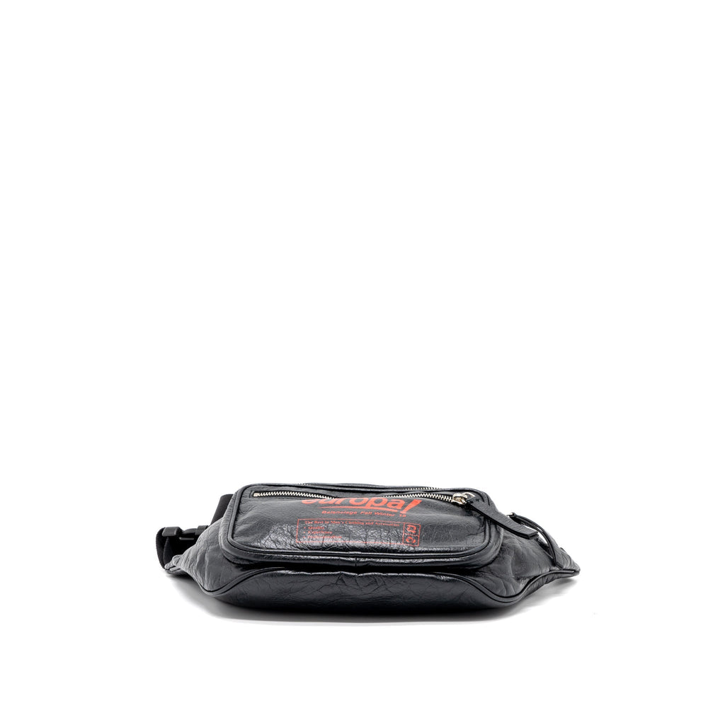 BALENCIAGA EUROPA BELT BAG CALFSKIN BLACK/RED SHW