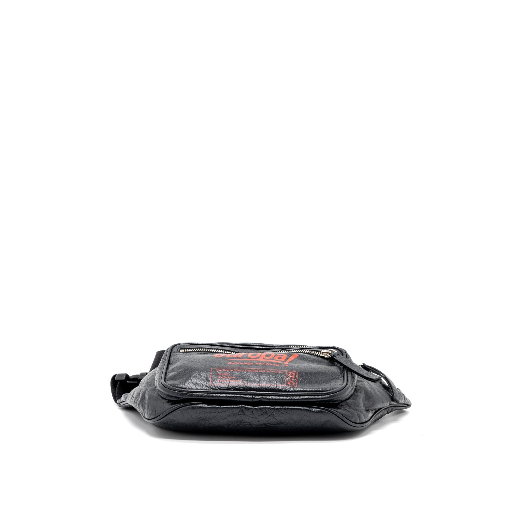 BALENCIAGA EUROPA BELT BAG CALFSKIN BLACK/RED SHW