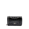 CHANEL JUMBO CLASSIC DOUBLE FLAP BAG PATENT BLACK SHW