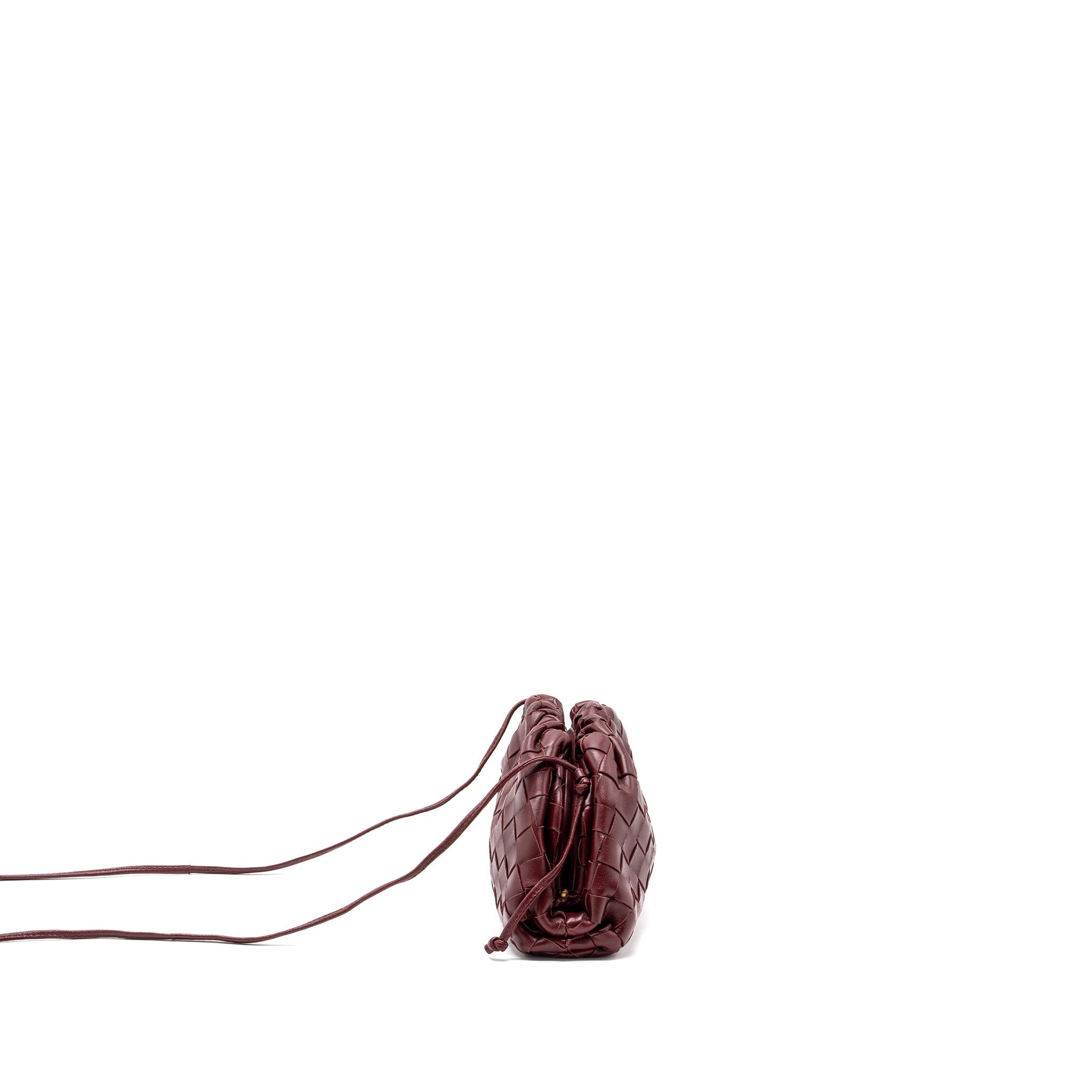 BOTTEGA VENETA MINI POUCH LAMBSKIN DARK RED GHW