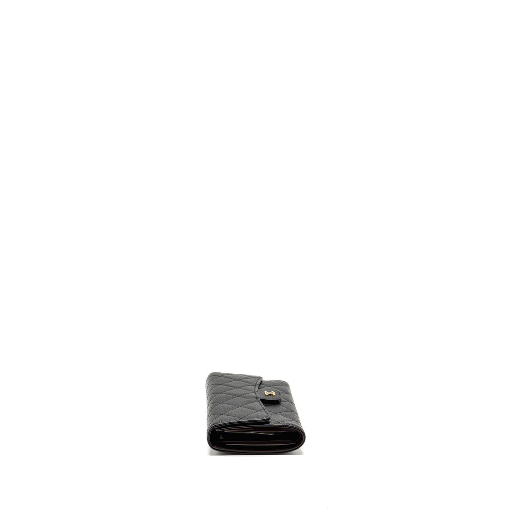 CHANEL CLASSIC CC FLAP LONG WALLET CAVIAR BLACK GHW