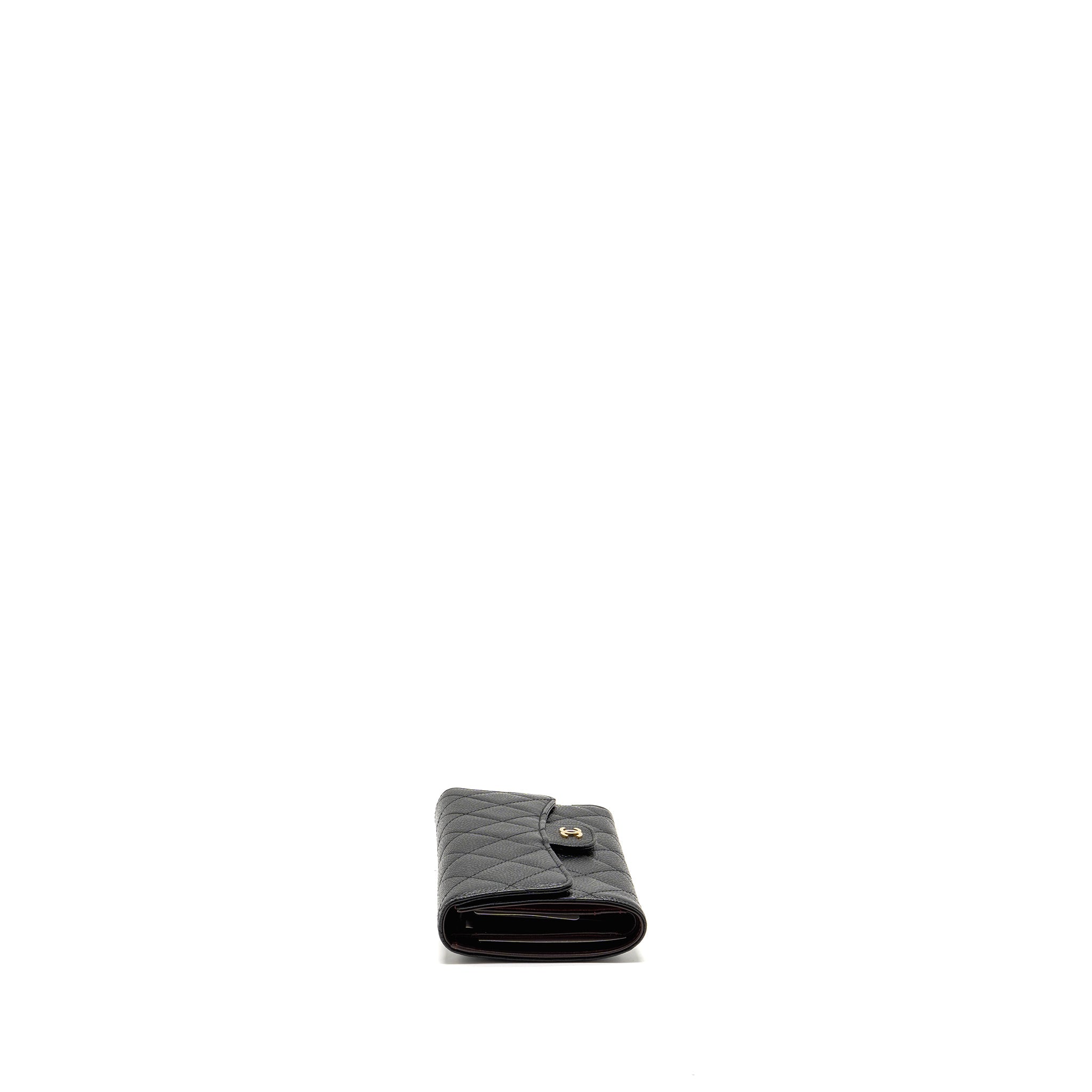 CHANEL CLASSIC CC FLAP LONG WALLET CAVIAR BLACK GHW