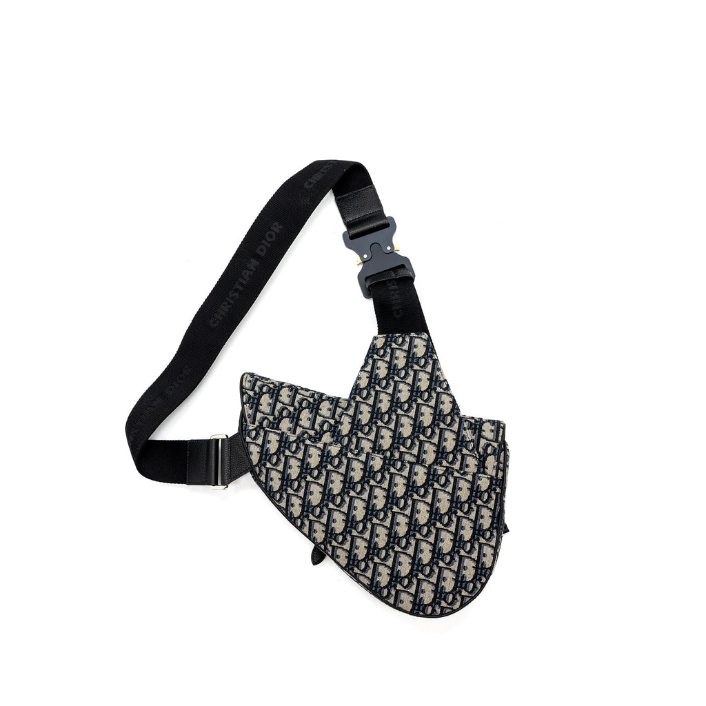 DIOR HOMME SADDLE BAG DIOR OBLIQUE JACQUARD BEIGE/BLACK GHW