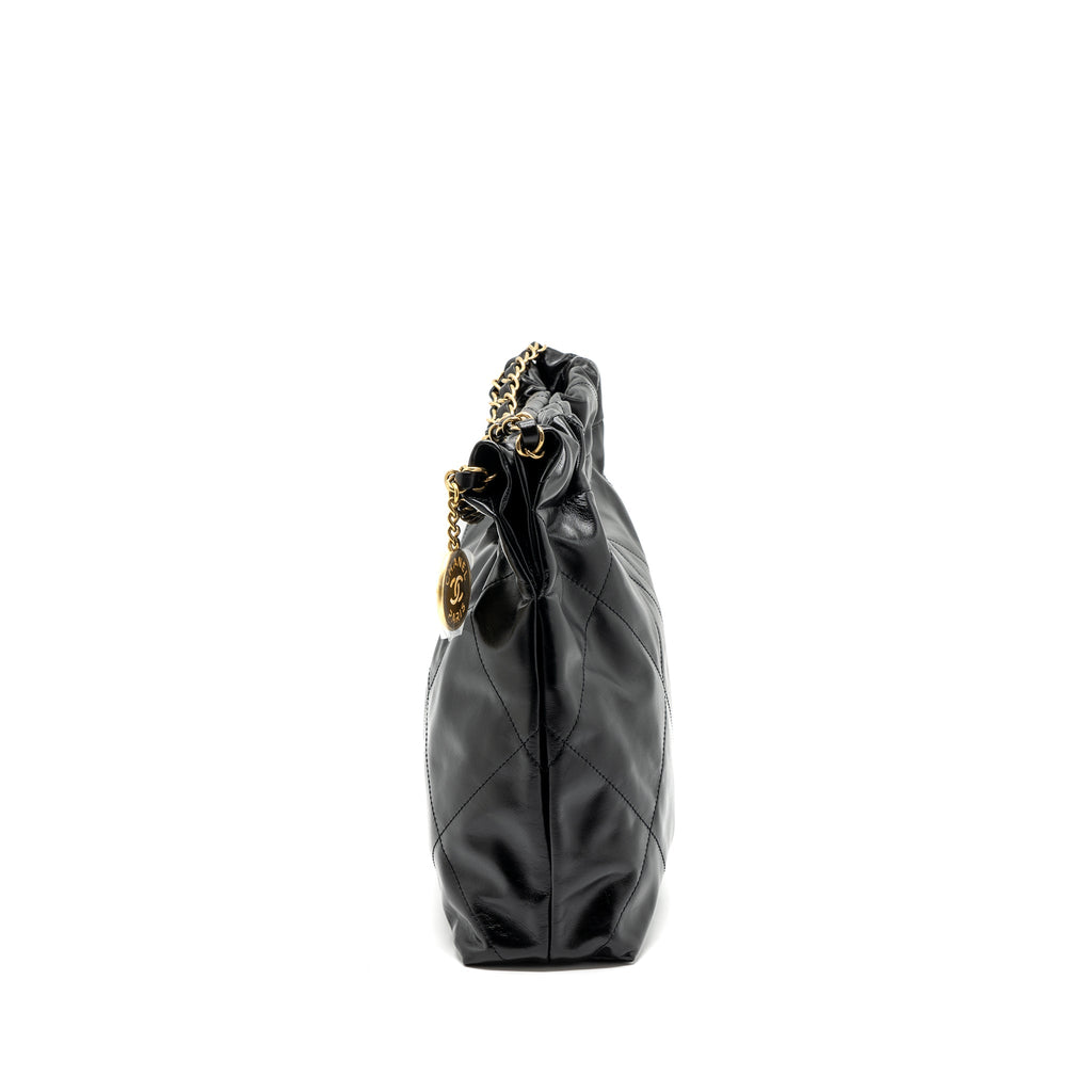 CHANEL 24C 22 BAG CALFSKIN BLACK GHW (MICROCHIP)