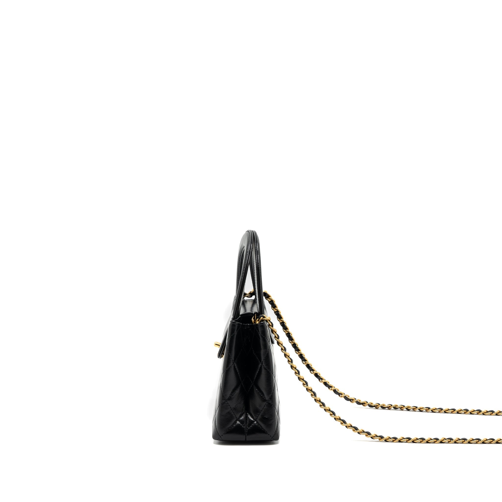 CHANEL 23K MINI SHOPPING TOTE CALFSKIN BLACK BRUSHED GHW(MICROCHIP)