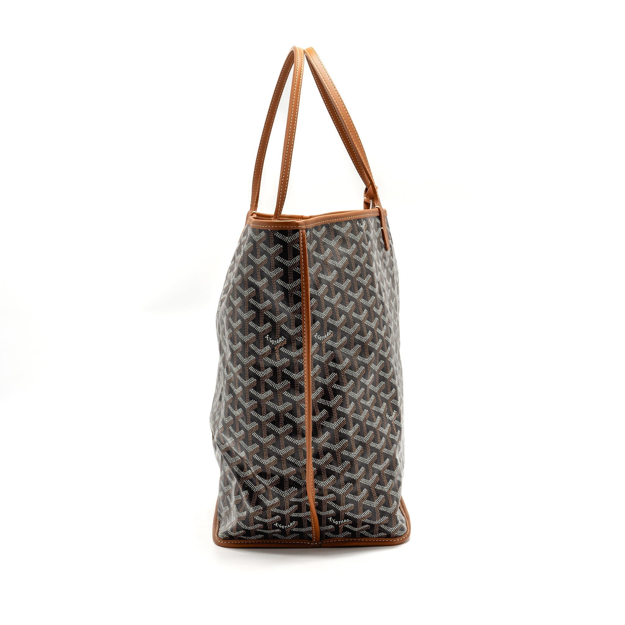 GOYARD ANJOU GM TOTE BAG GOYARDINE CANVAS BROWN/BLACK SHW
