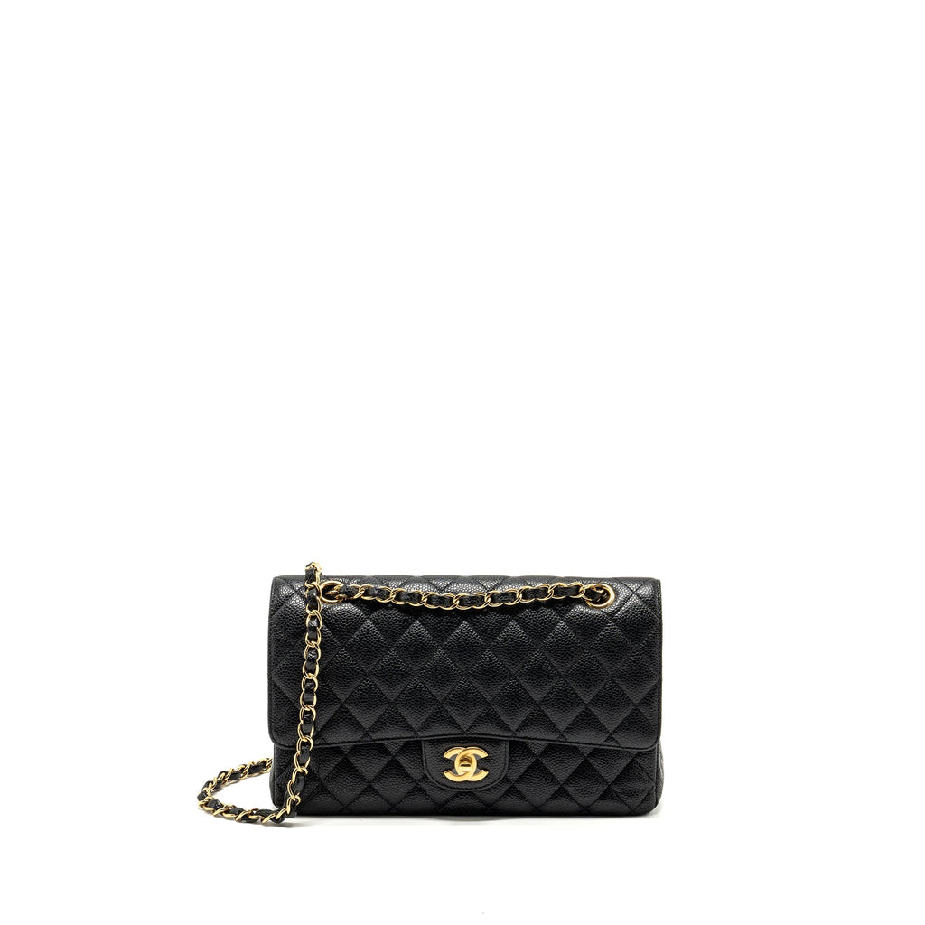 CHANEL MEDIUM CLASSIC DOUBLE FLAP BAG CAVIAR BLACK GHW