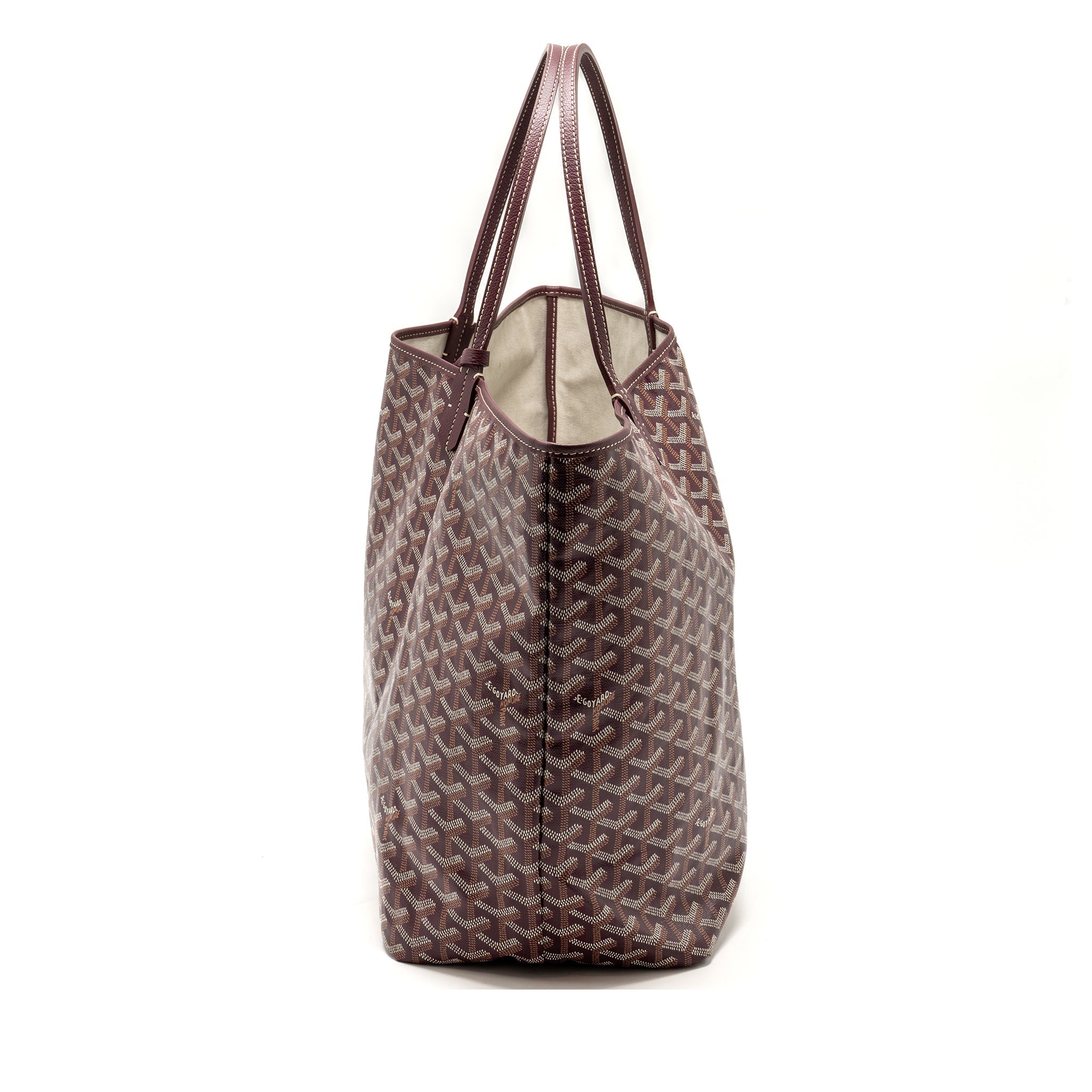 GOYARD SAINT LOUIS GM TOTE BAG GOYARDINE CANVAS/CALFSKIN BURGUNDY SHW