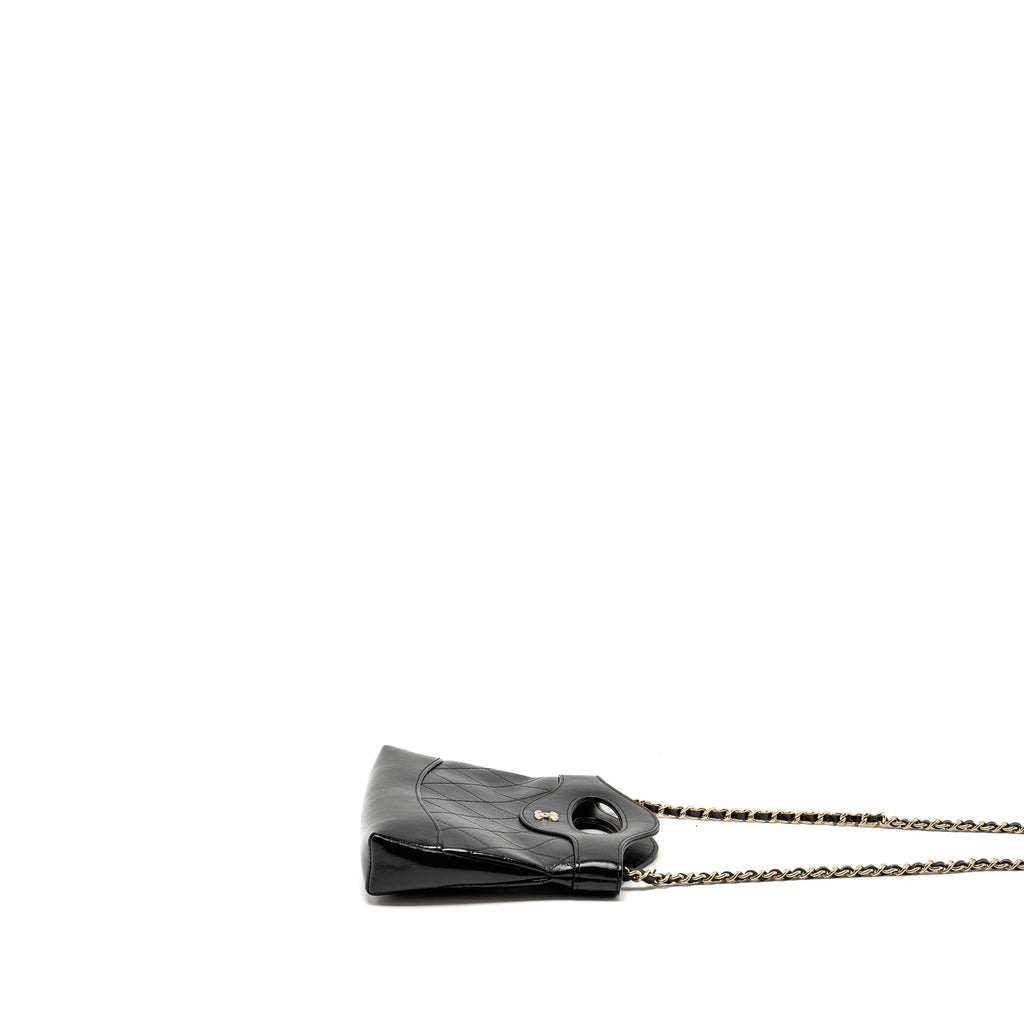 CHANEL 24C MINI 31 CLUTCH WITH CHAIN SHINY CALFSKIN BLACK LGHW (MICROCHIP)