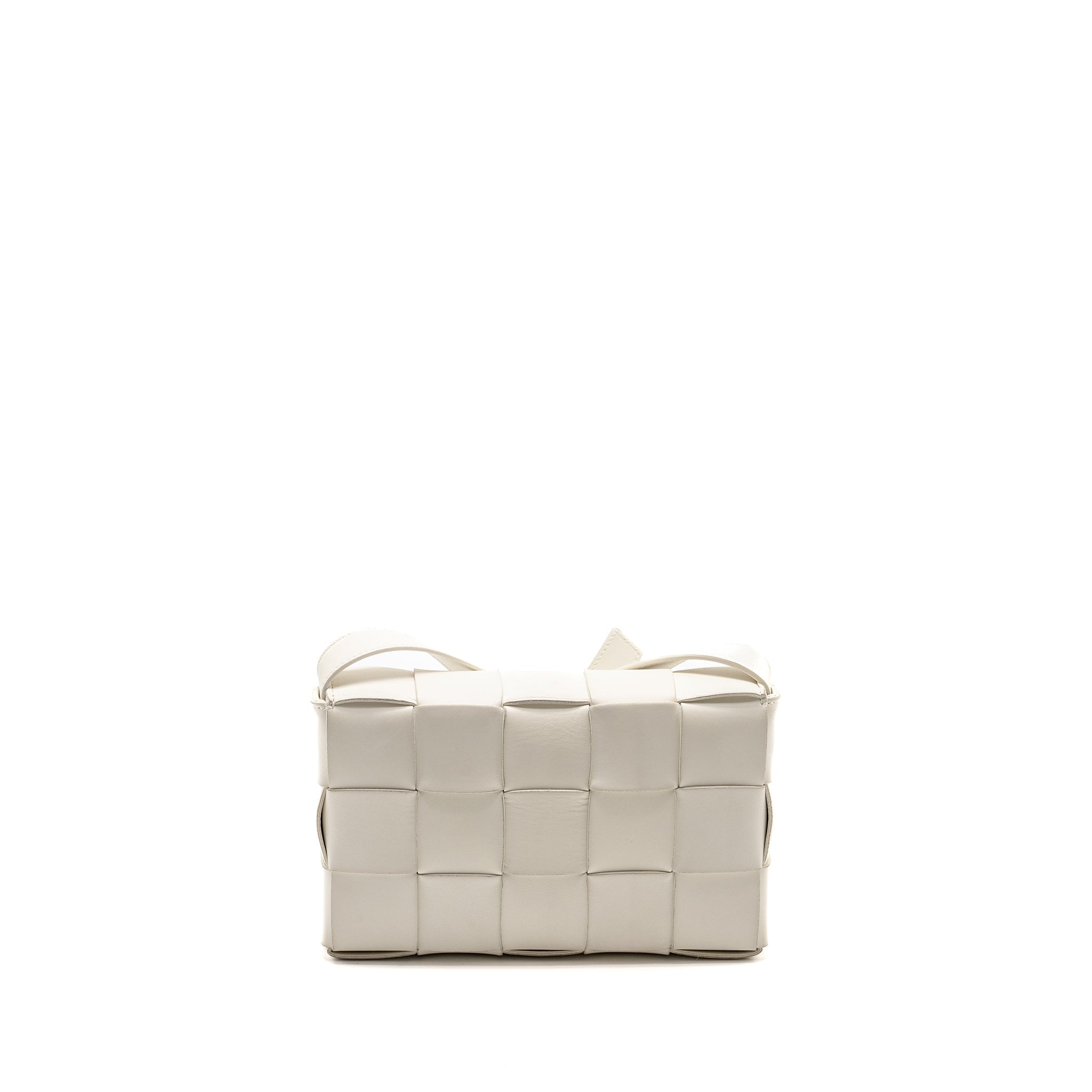 BOTTEGA VENETA SMALL CASSETTE BAG LAMBSKIN WHITE SHW