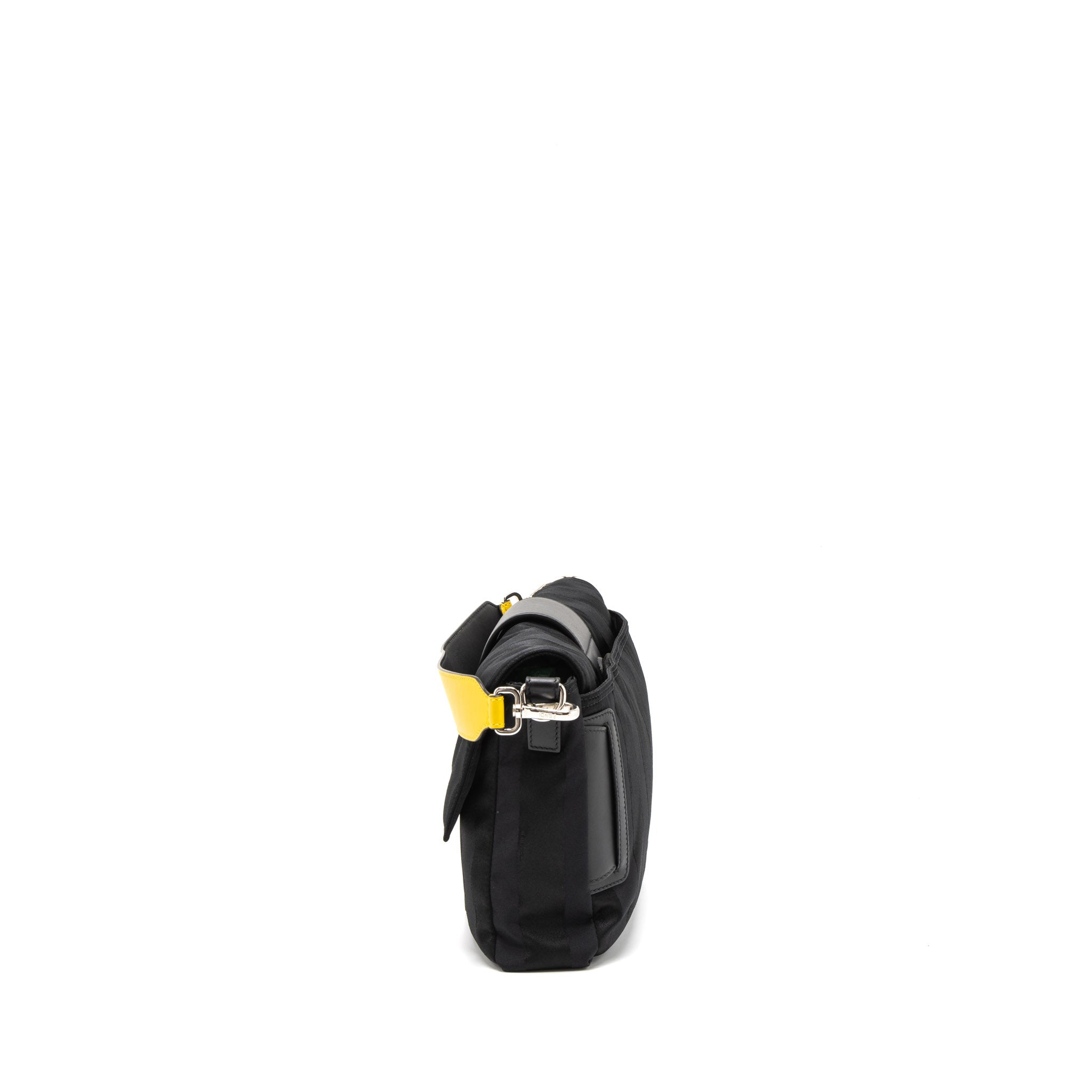 FENDI 20FW LARGE BAGUETTE BAG NYLON/LEATHER BLACK/YELLOW SHW