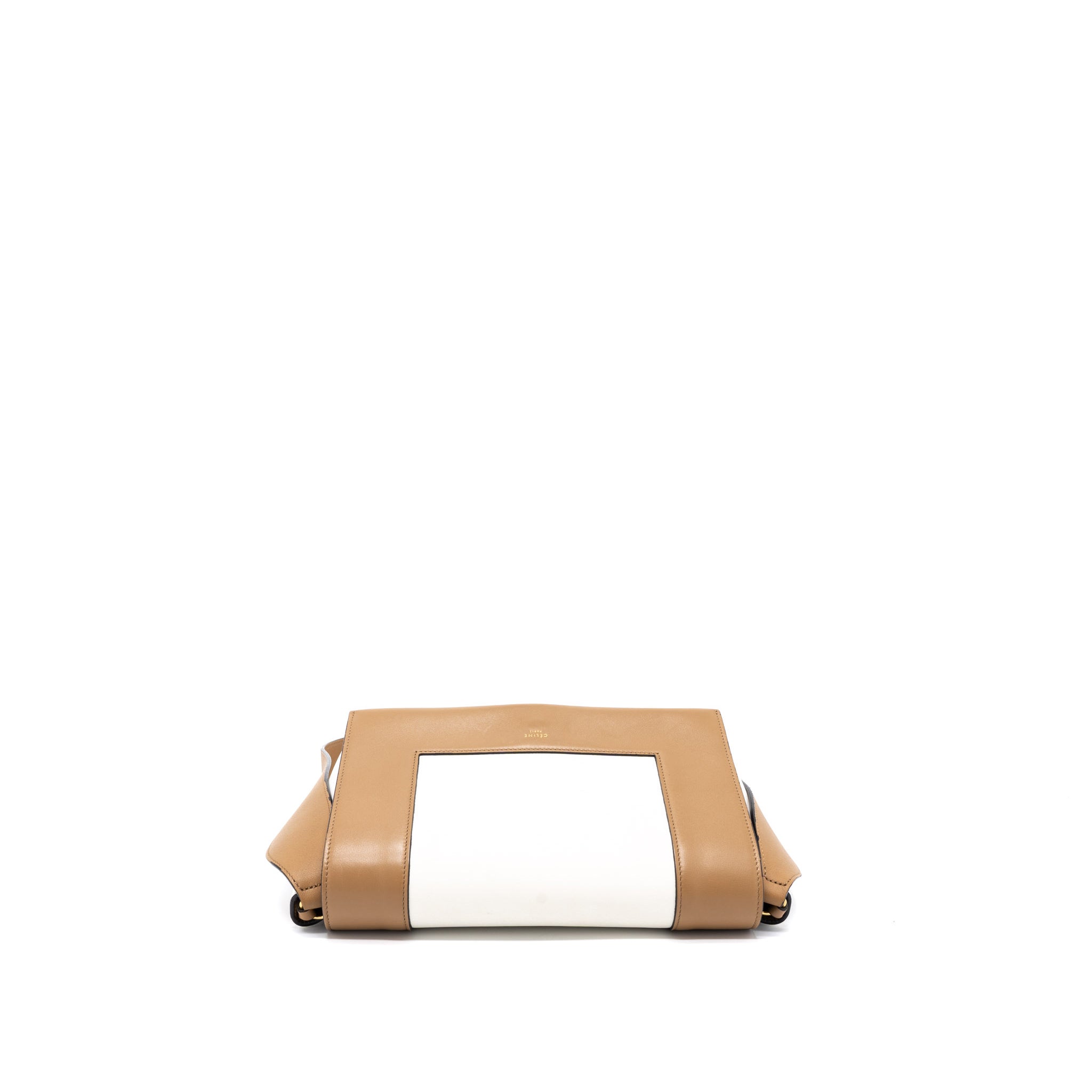 CELINE FRAME BAG CALFSKIN CREAM/BROWN BRUSHED GHW