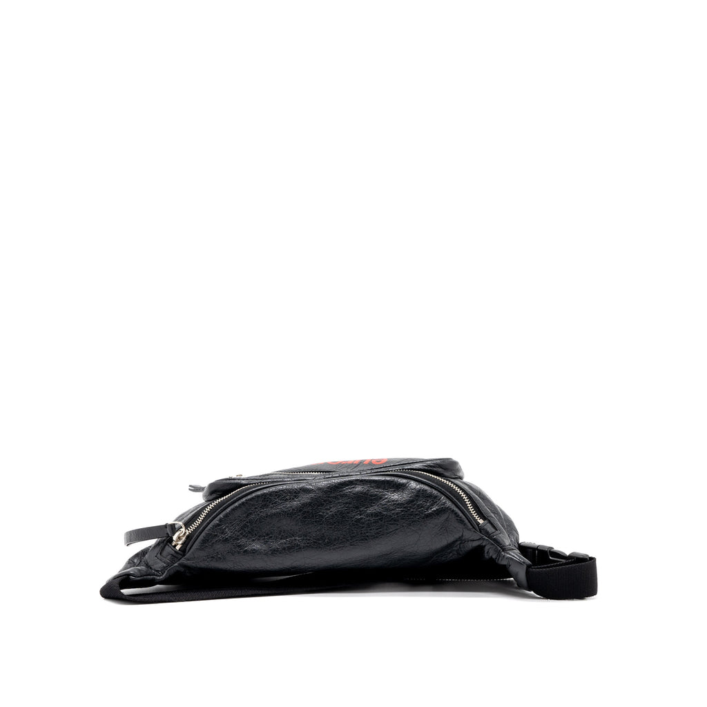 BALENCIAGA EUROPA BELT BAG CALFSKIN BLACK/RED SHW