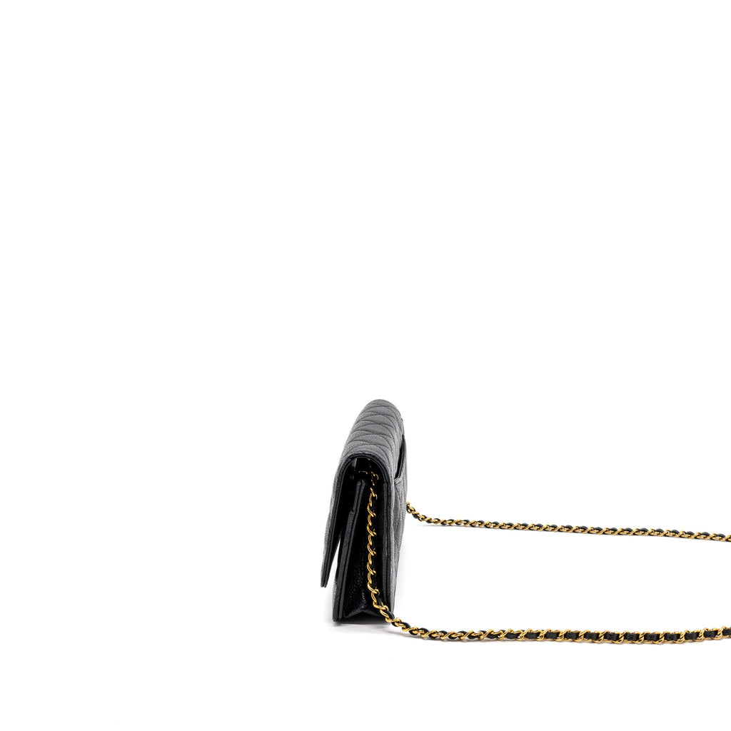 CHANEL CLASSIC WALLET ON CHAIN CAVIAR BLACK GHW (MICROCHIP)