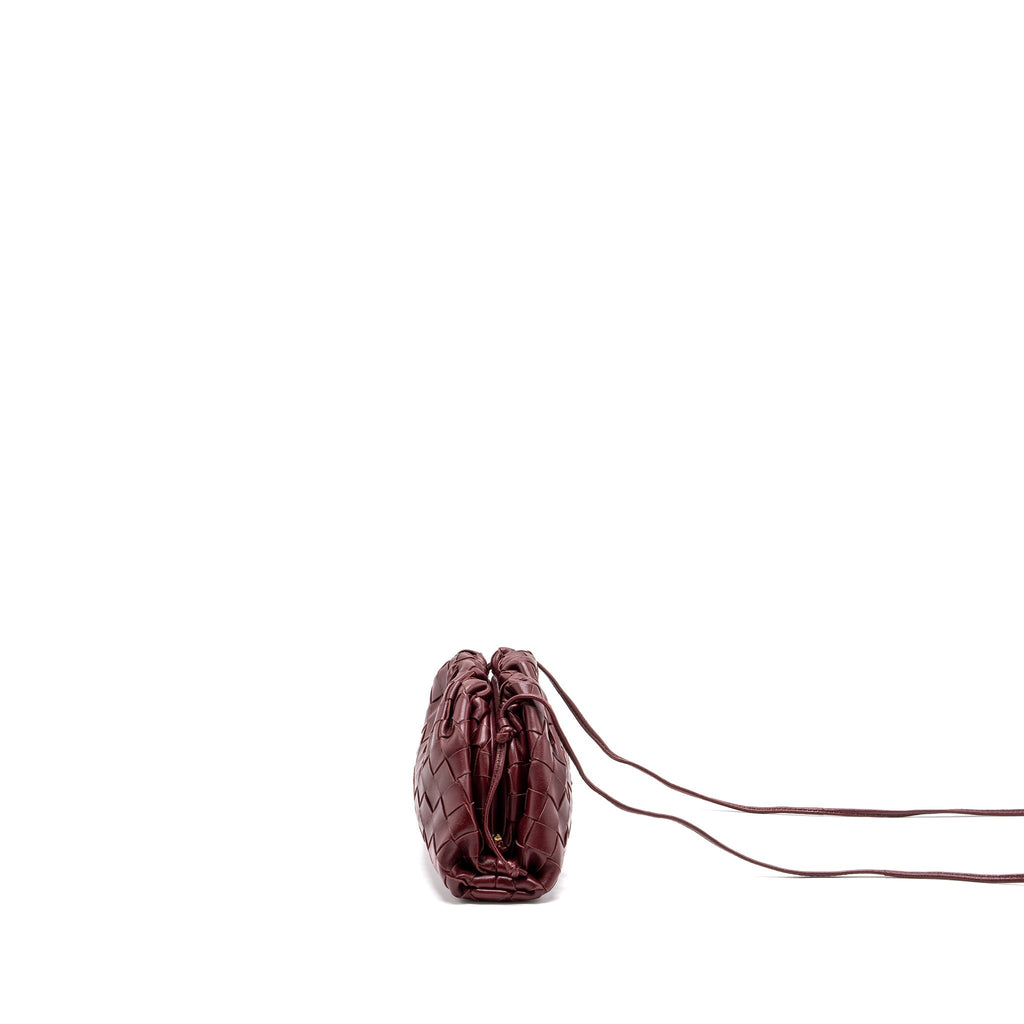 BOTTEGA VENETA MINI POUCH LAMBSKIN DARK RED GHW