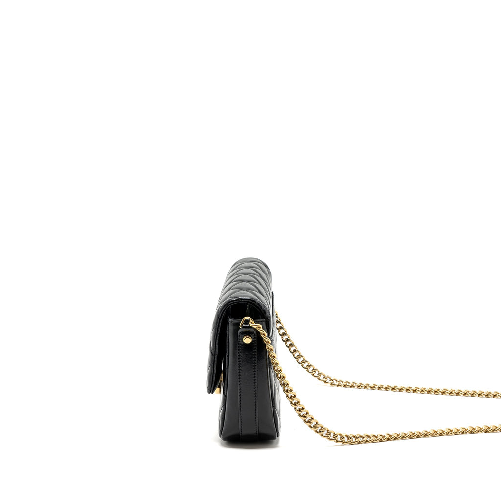 CHANEL GIANT CC LOGO FLAP BAG LAMBSKIN BLACK GHW(MICROCHIP)