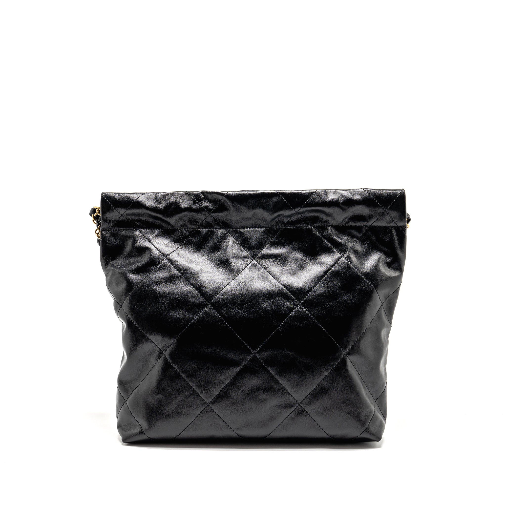 CHANEL SMALL 22 BAG SHINY CALFSKIN BLACK GHW(MICROCHIP)
