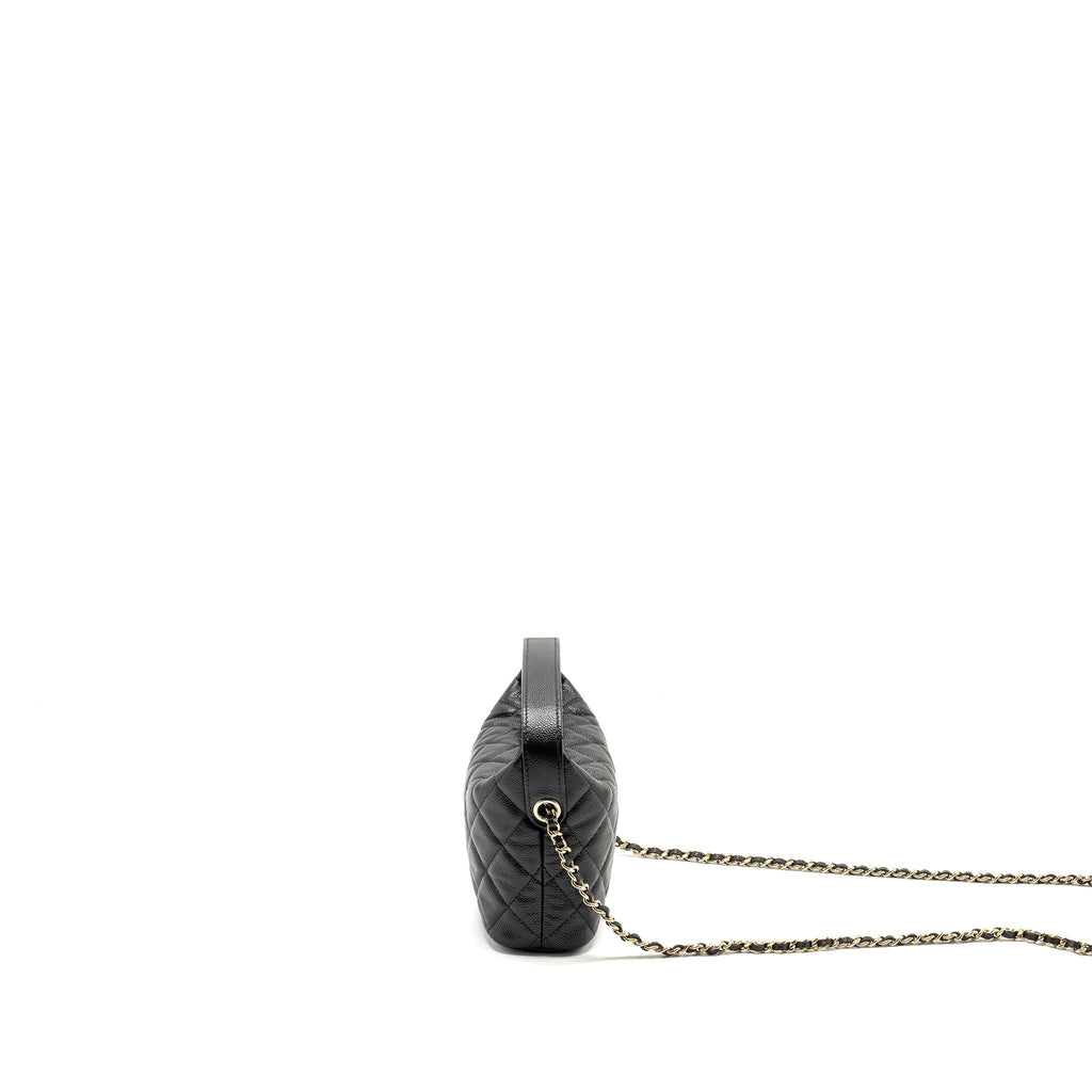 CHANEL 25C QUILTED HOBO BAG CAVIAR BLACK LGHW (MICROCHIP)