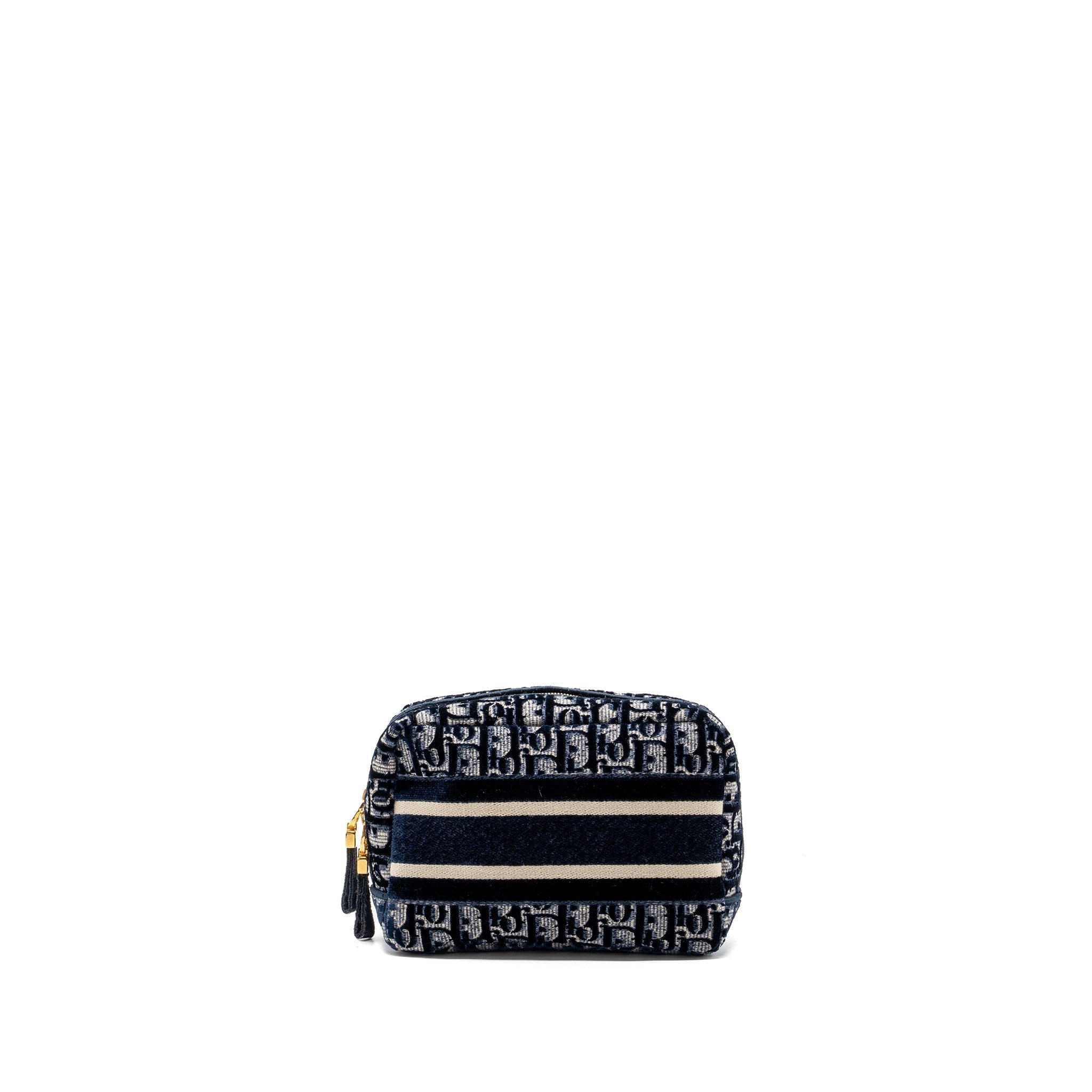 DIOR BEAUTY POUCH BLUE DIOR OBLIQUE JACQUARD/VELVET GHW