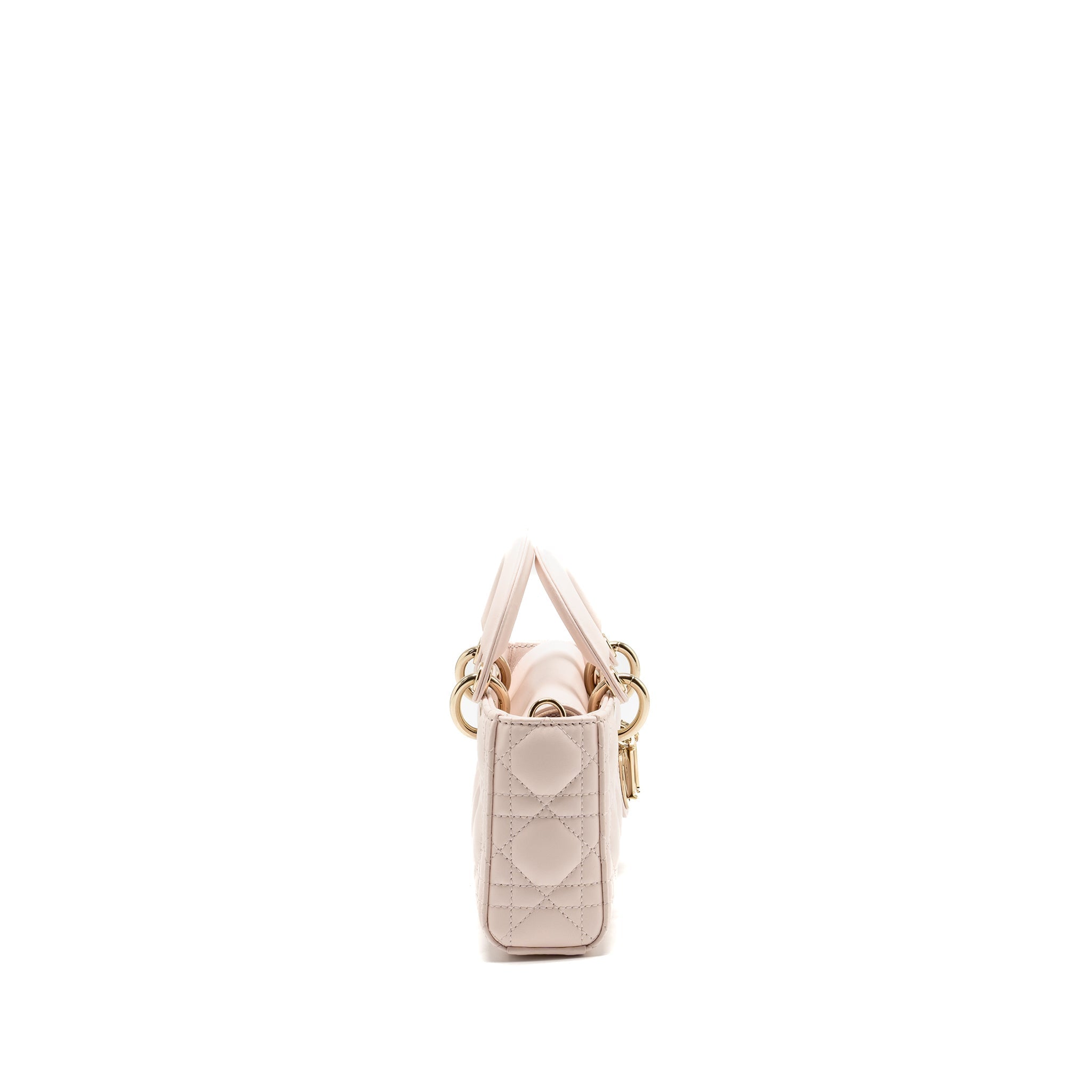 DIOR SMALL LADY D-JOY BAG CANNAGE LAMBSKIN POWDER PINK LGHW