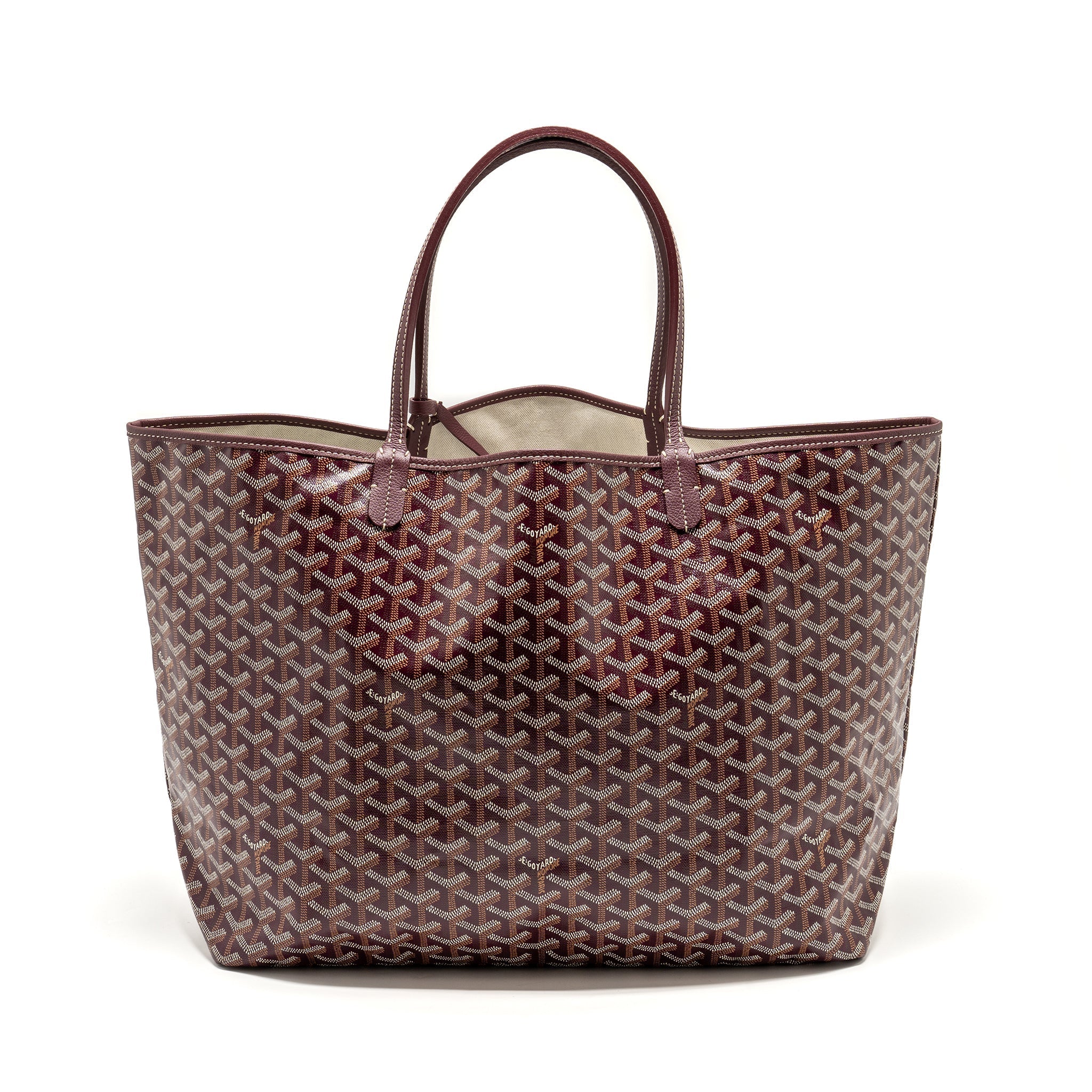 GOYARD SAINT LOUIS GM TOTE BAG GOYARDINE CANVAS/CALFSKIN BURGUNDY SHW