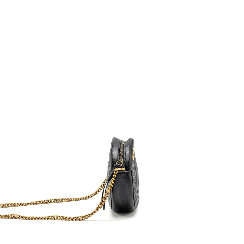 GUCCI GG MARMONT ROUND CROSSBODY BAG CALFSKIN BLACK GHW