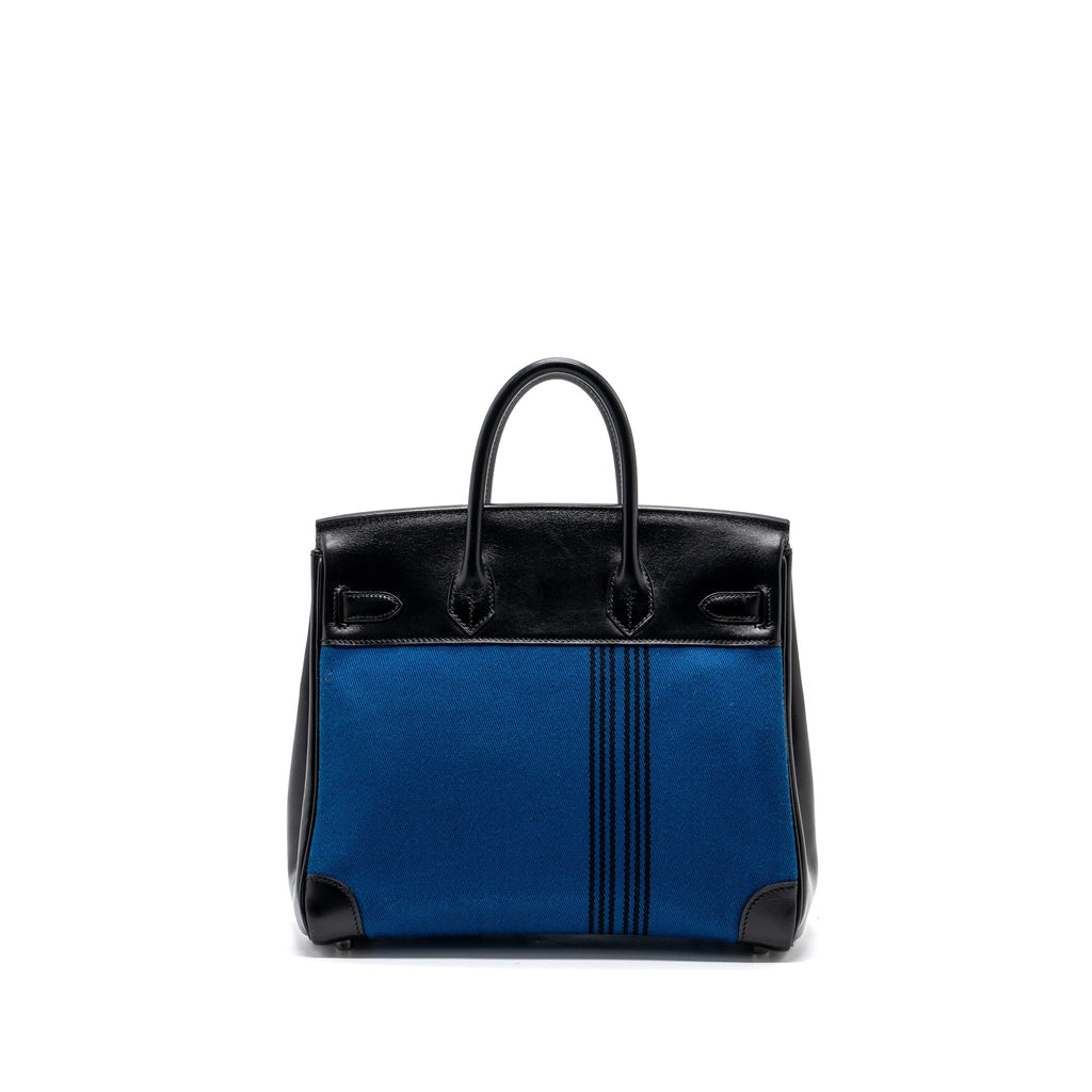 HERMES VINTAGE BIRKIN HAC 28 TOILE POTAMUS BLACK / BLUE SHW