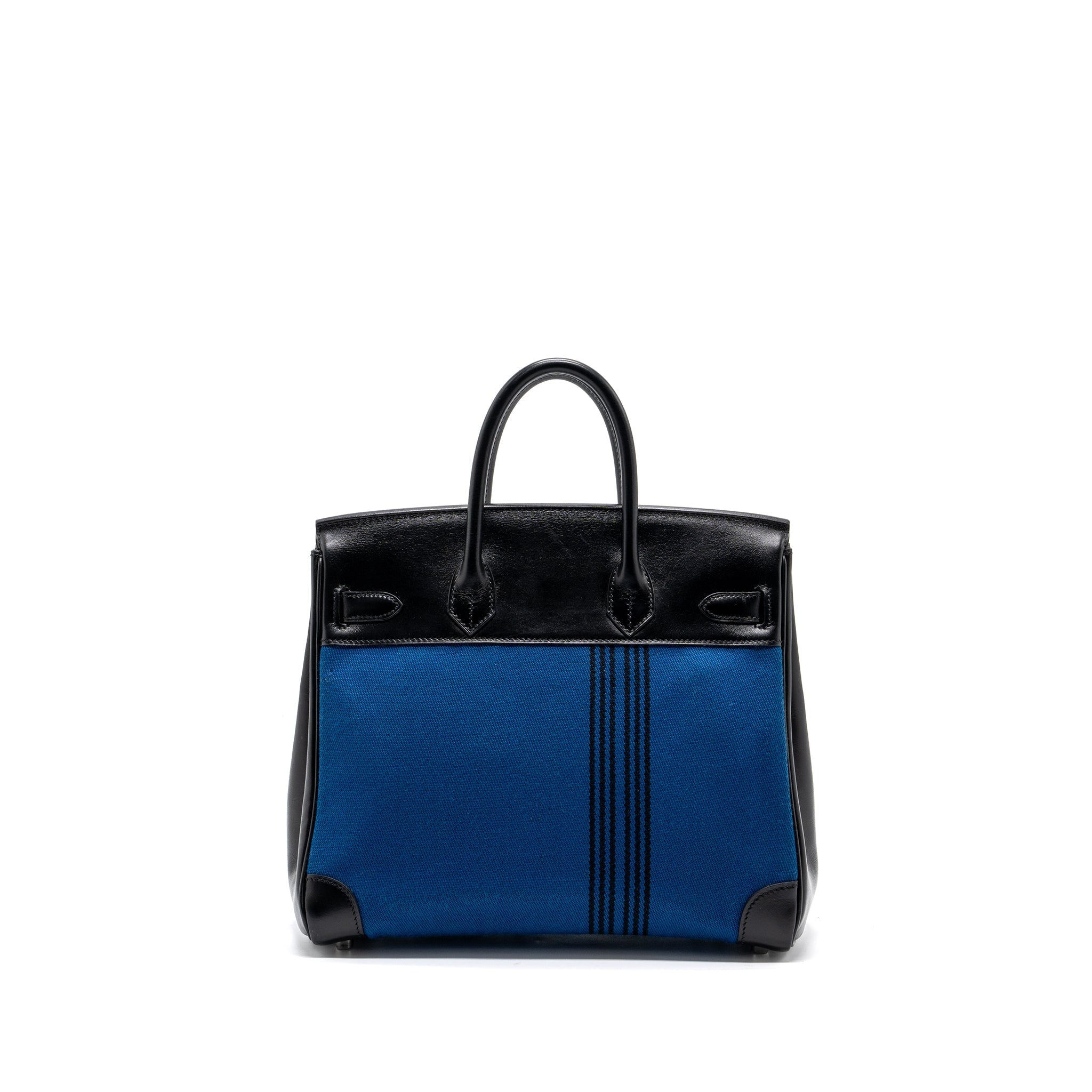 HERMES VINTAGE BIRKIN HAC 28 TOILE POTAMUS BLACK / BLUE SHW