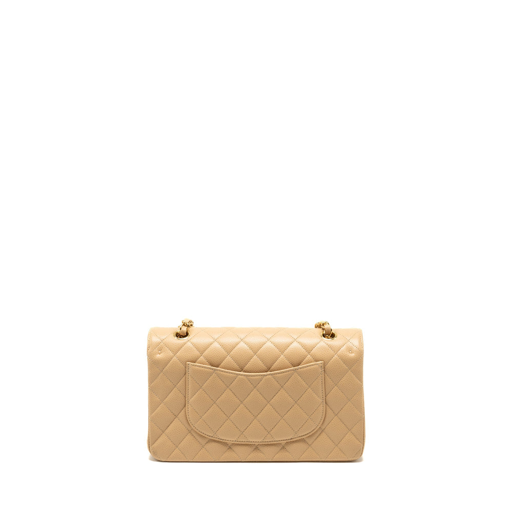 CHANEL MEDIUM CLASSIC DOUBLE FLAP BAG CAVIAR BEIGE GHW (MICROCHIP)