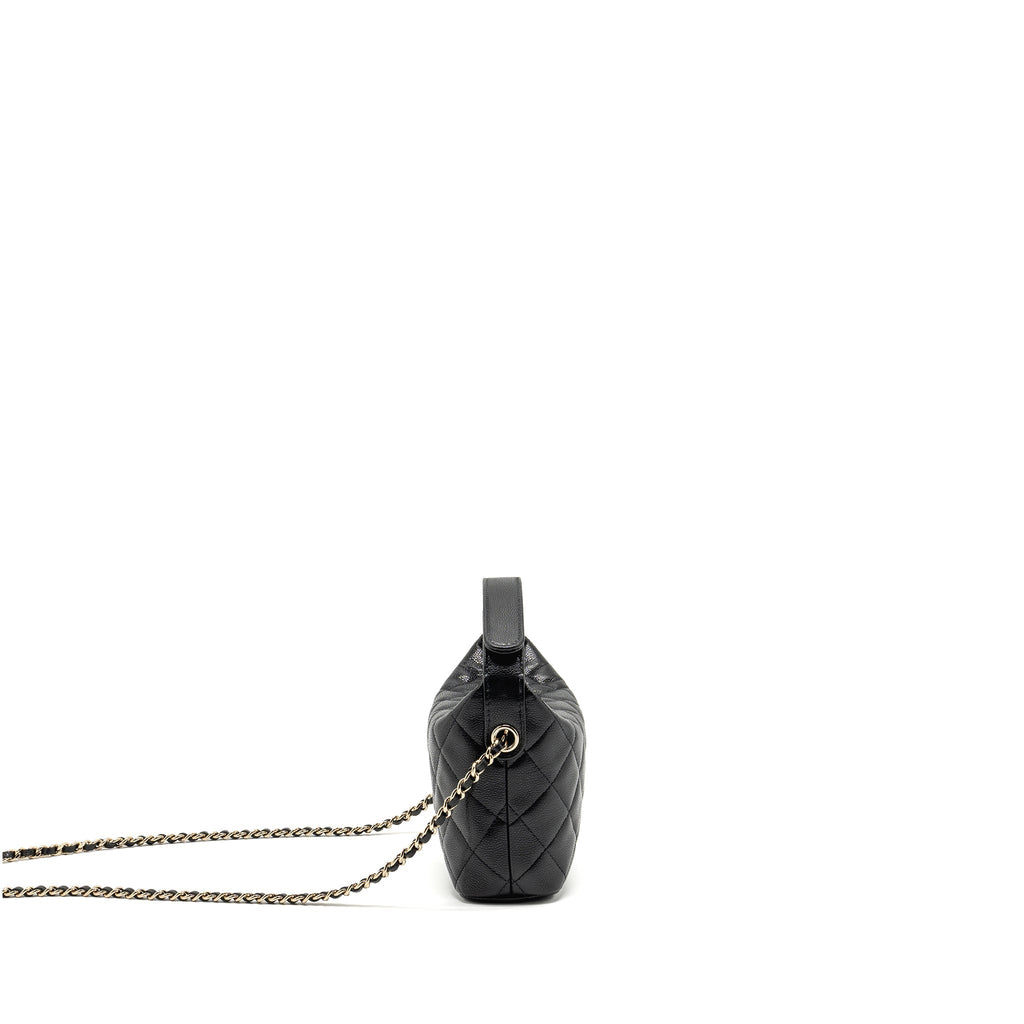 CHANEL 25C QUILTED HOBO BAG CAVIAR BLACK GHW (MICROCHIP)
