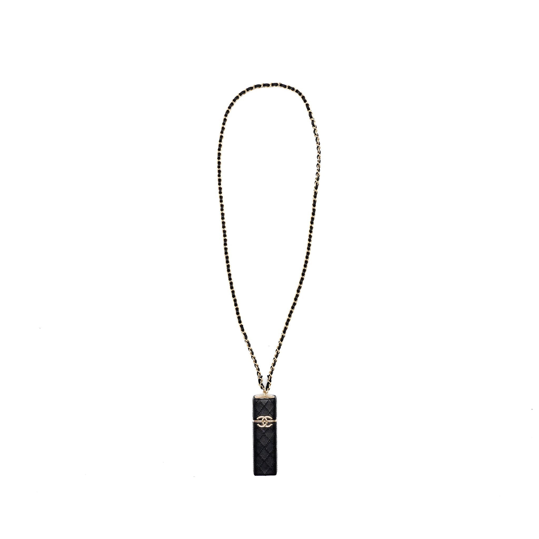 CHANEL LIPSTICK CASE ON CHAIN LAMBSKIN BLACK LGHW