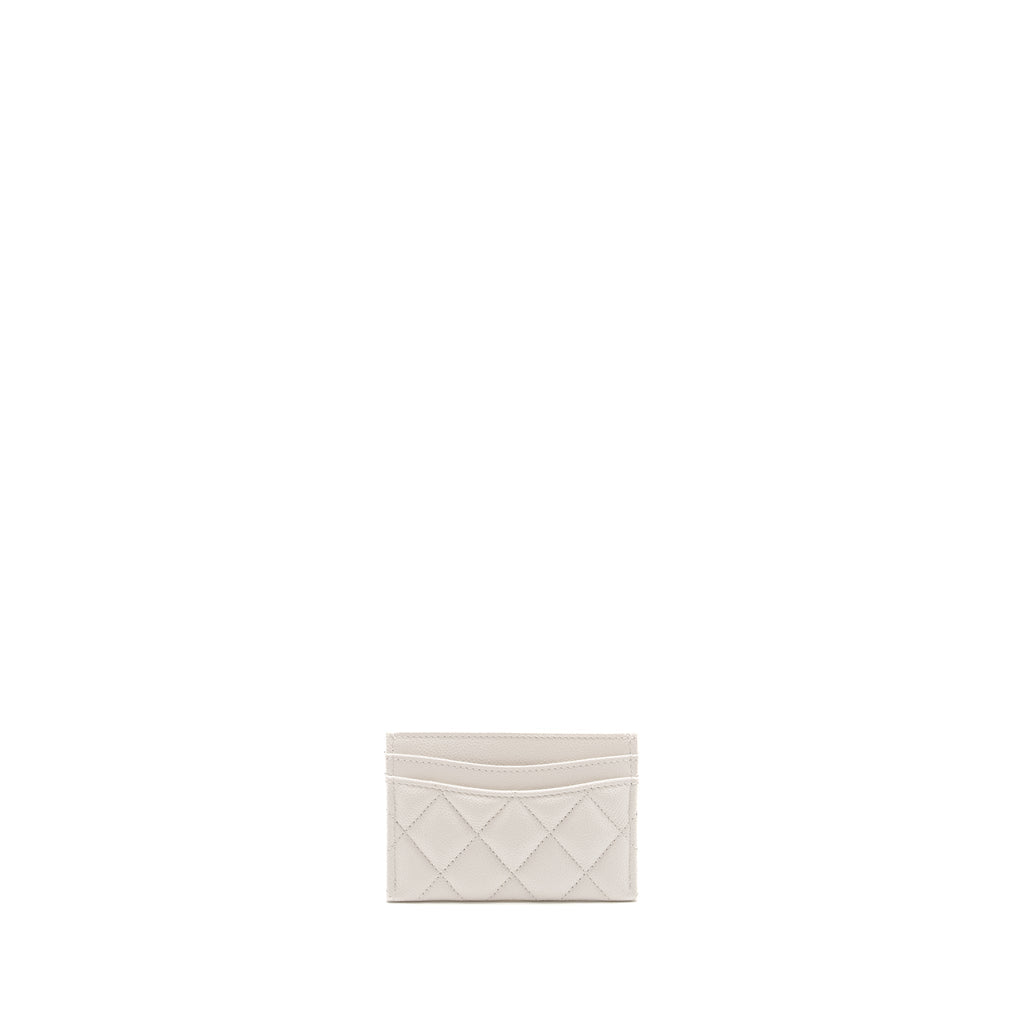 CHANEL CLASSIC CARD HOLDER CAVIAR WHITE LGHW (MICROCHIP)