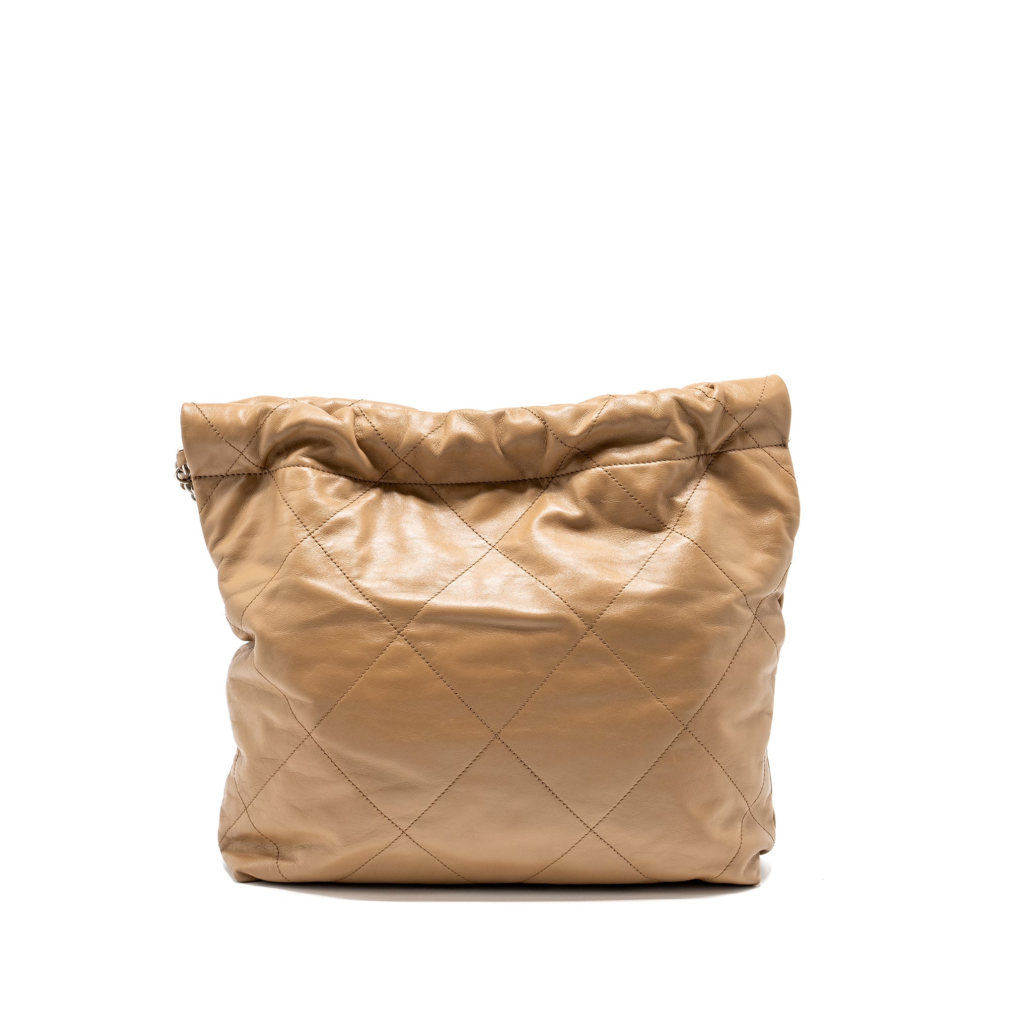 CHANEL 22K SMALL 22 BAG CALFSKIN DARK BEIGE SHW (MICROCHIP)