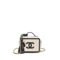 CHANEL CC FILIGREE VANITY CASE CAVIAR WHITE/BLACK GHW