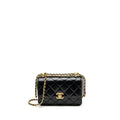 CHANEL 24C GOLD CRUSH MINI FLAP BAG CALFSKIN BLACK GHW (MICROCHIP)