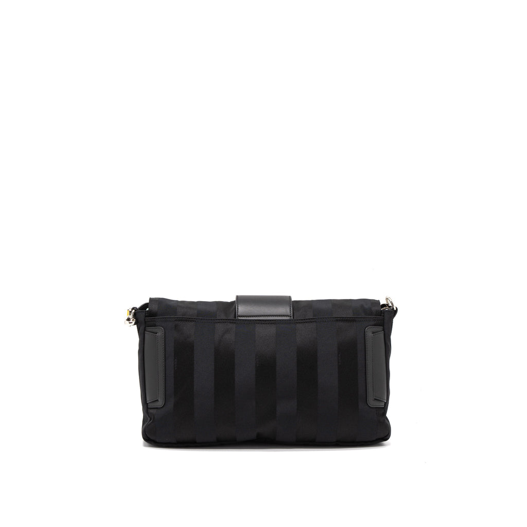 FENDI 20FW LARGE BAGUETTE BAG NYLON/LEATHER BLACK/YELLOW SHW