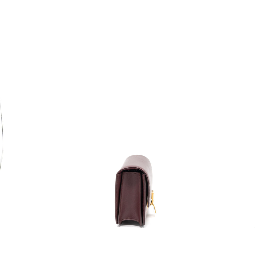 CELINE MINI BOX CALFSKIN BURGUNDY BRUSHED GHW