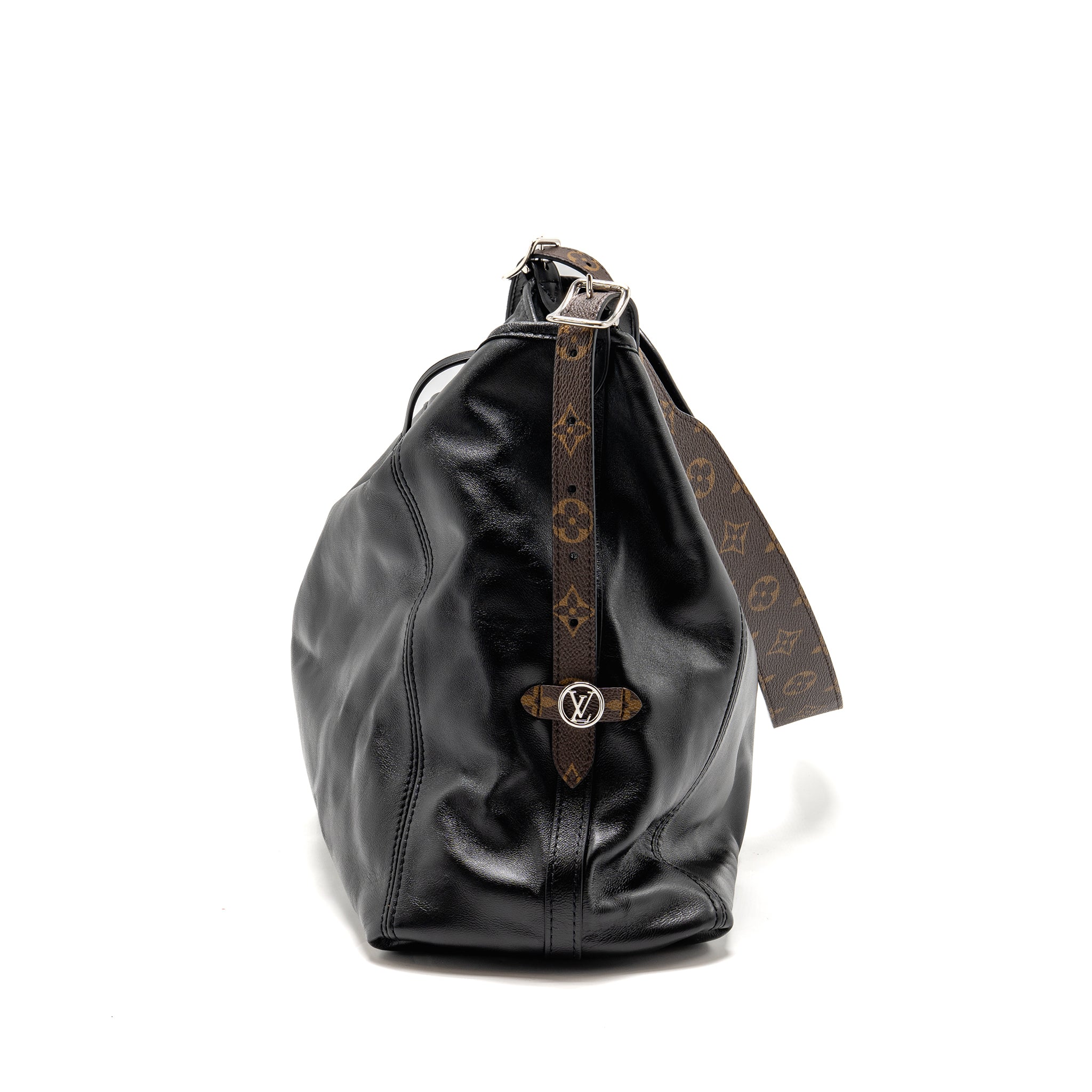 LOUIS VUITTON CARRYALL VIBE MM LAMBSKIN/MONOGRAM CANVAS BLACK SHW