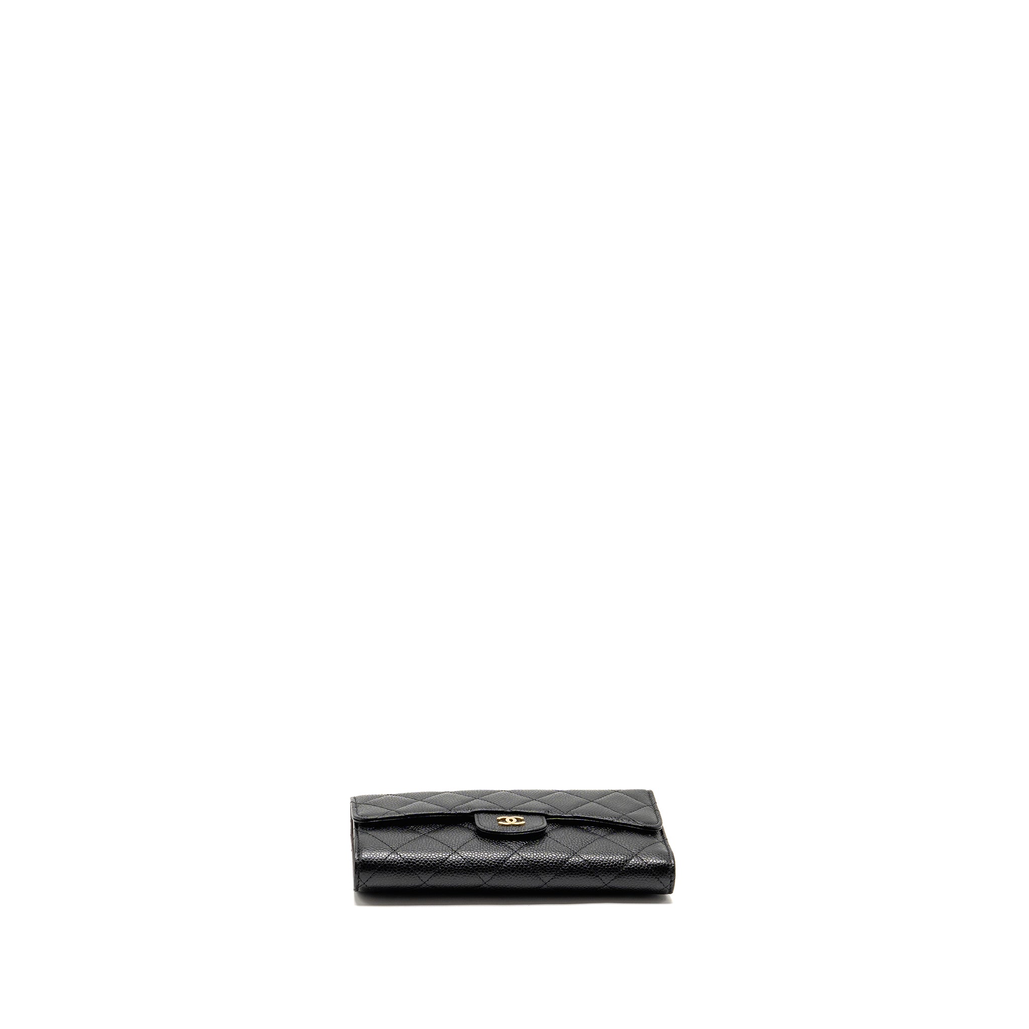 CHANEL CLASSIC CC FLAP LONG WALLET CAVIAR BLACK GHW
