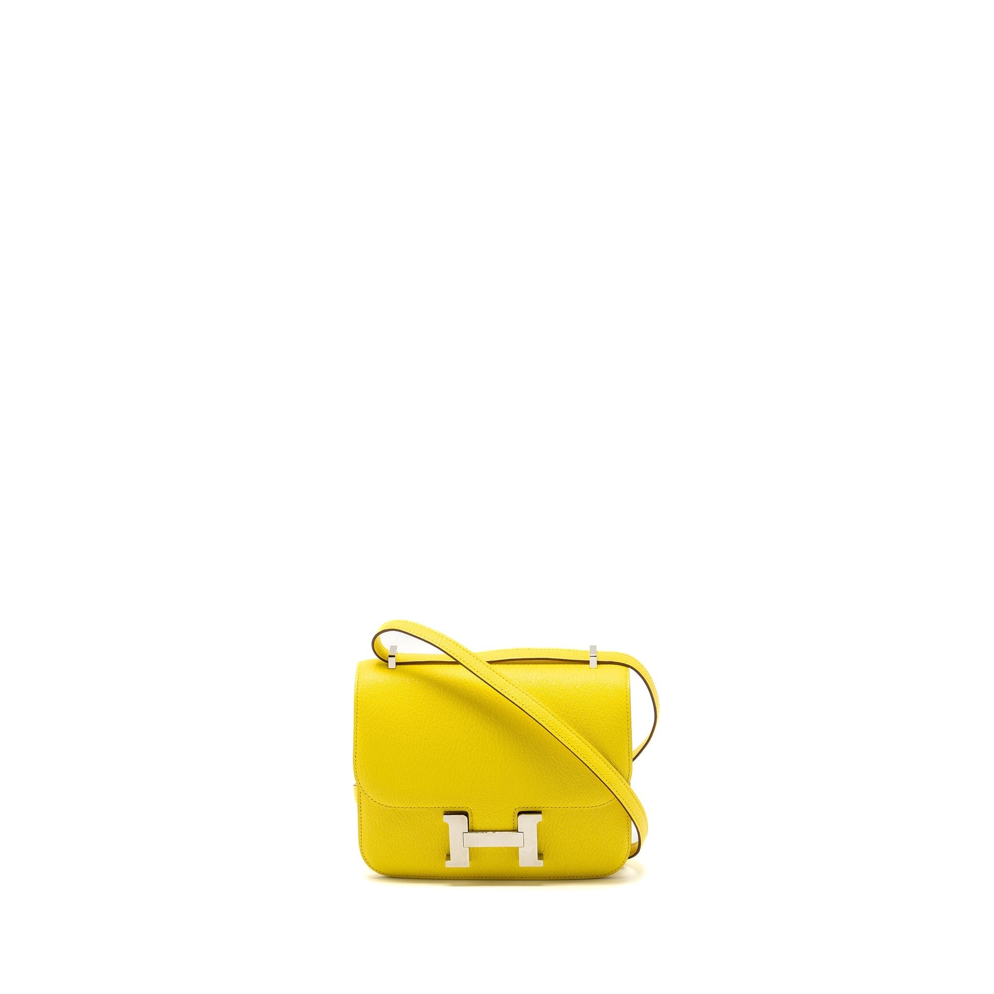 HERMES MINI CONSTANCE CHEVRE MYSORE JAUNE CITRON SHW