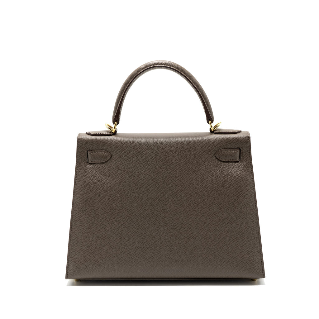 HERMES KELLY28 SELLIER EPSOM GRIS ETAIN GHW